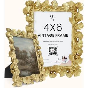 image:image97 Decor Small Gold Picture Frames Set No Standing amp Backing  5 Mini Vintage Frames For Galley Wall Assorted Gold Vintage Picture Frame Bulk Antique Ornate Miniature Frame NonmagneticGinkgo