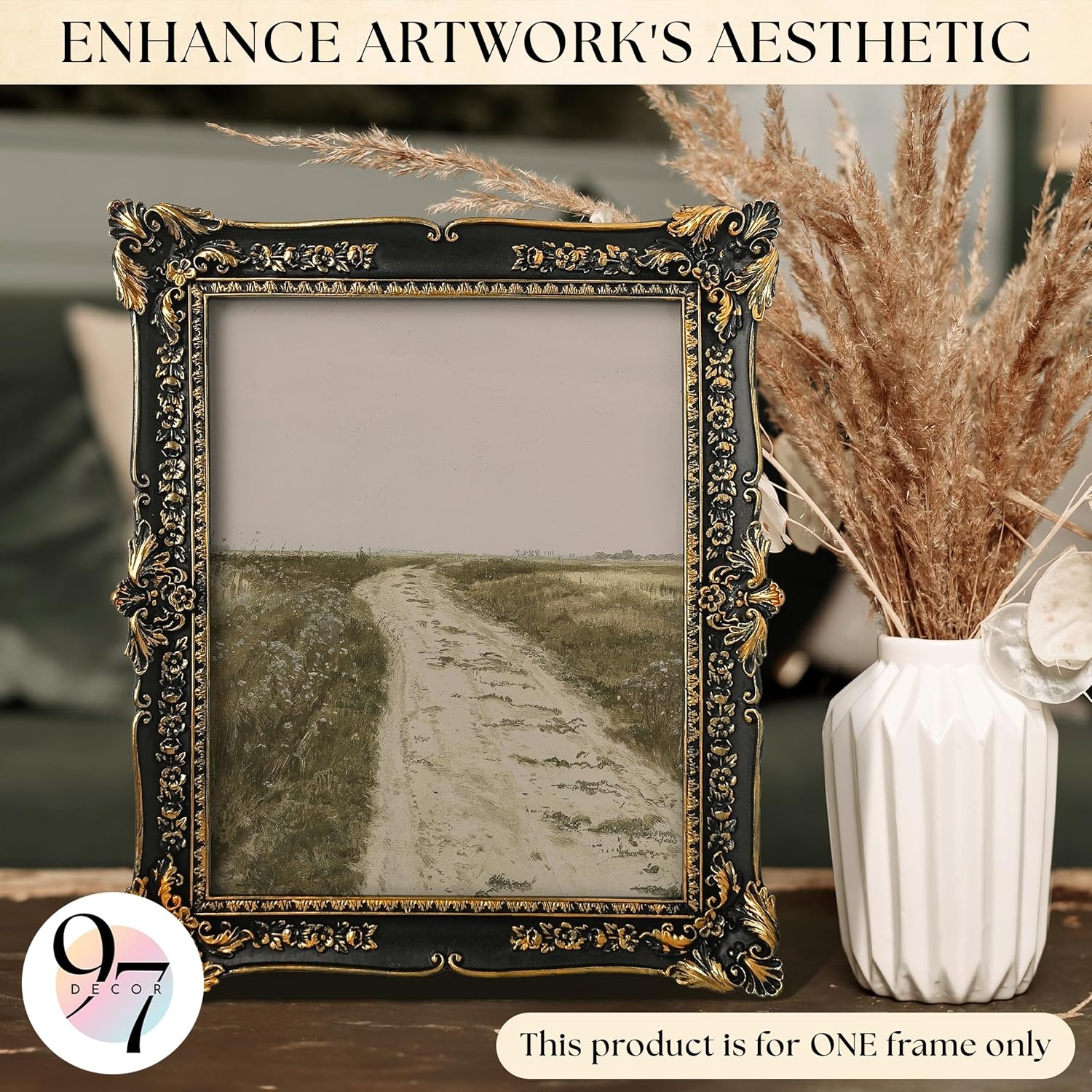 image:image97 Decor Black Vintage Picture Frames 8x10  Handcrafted Resin Antique Frames 8x10 For Tabletop Or Wall Mount Victorian Gothic Wall DecorBlack Gold Baroque