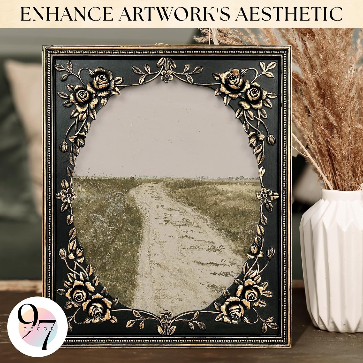 image:image97 Decor Black Vintage Picture Frames 8x10  Handcrafted Resin Antique Frames 8x10 For Tabletop Or Wall Mount Victorian Gothic Wall DecorBlack Victorian