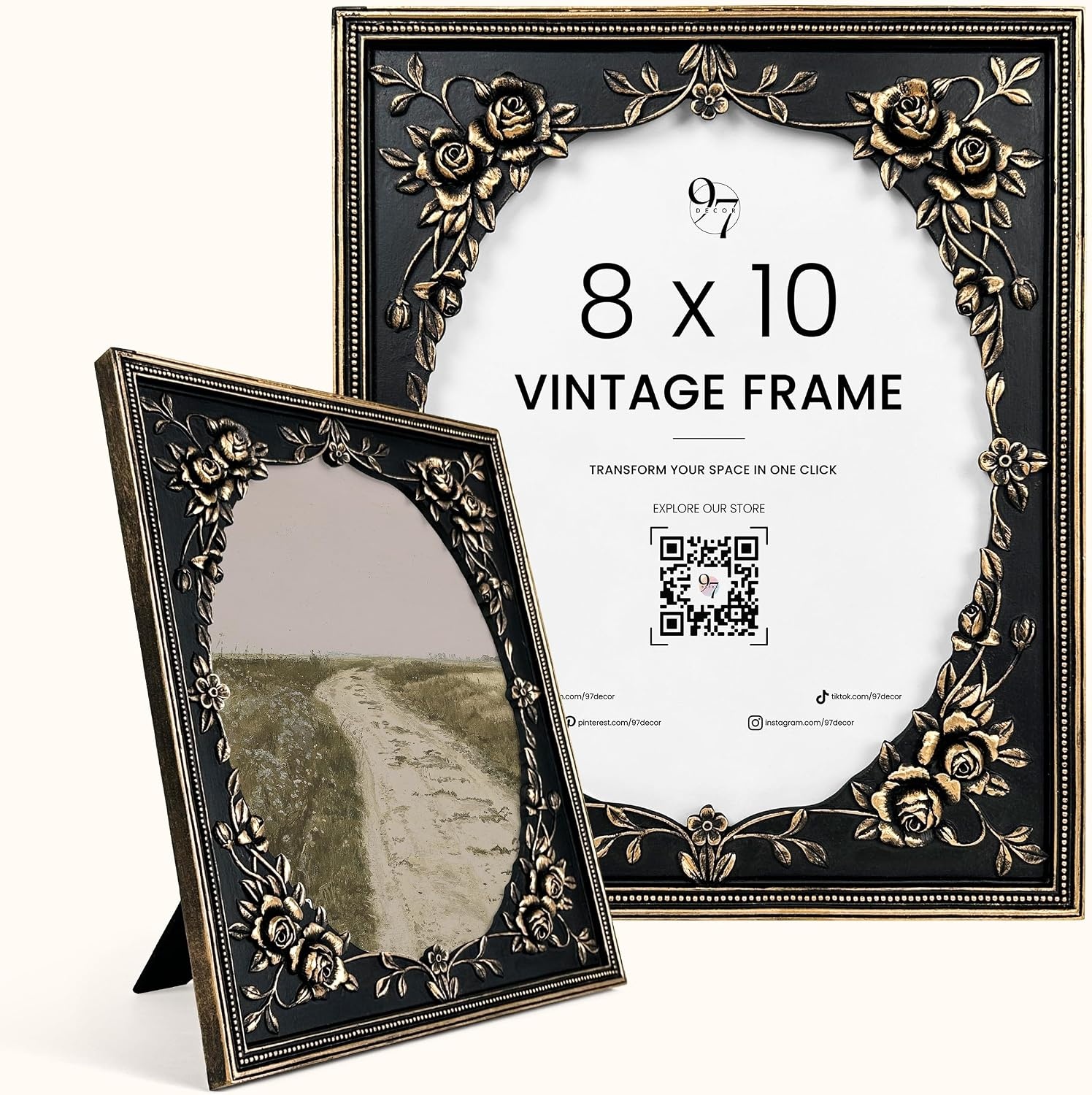 image:image97 Decor Black Vintage Picture Frames 8x10  Handcrafted Resin Antique Frames 8x10 For Tabletop Or Wall Mount Victorian Gothic Wall DecorBlack Victorian