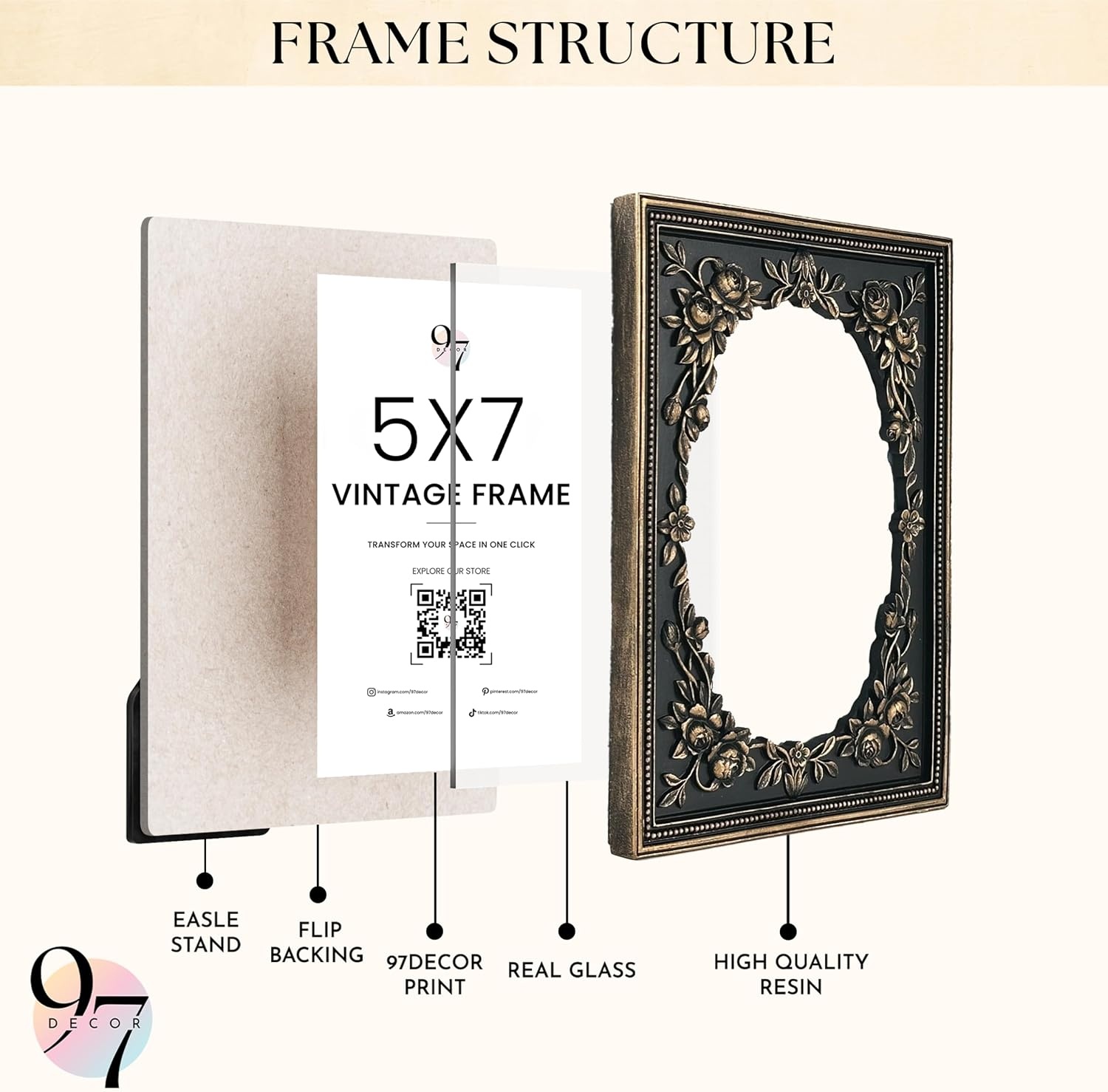 image:image97 Decor Black Vintage Picture Frames 8x10  Handcrafted Resin Antique Frames 8x10 For Tabletop Or Wall Mount Victorian Gothic Wall DecorBlack Victorian