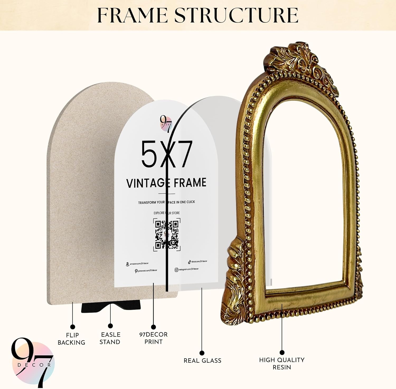 image:image97 Decor Gold Vintage Picture Frames 8x10  Golden Ornate Picture Frames 8 By 10 For Tabletop Display And Wall Hanging Decorative Antique 8x10 Frame Vintage Wall Decor For Home BedroomAntique Gold Arch
