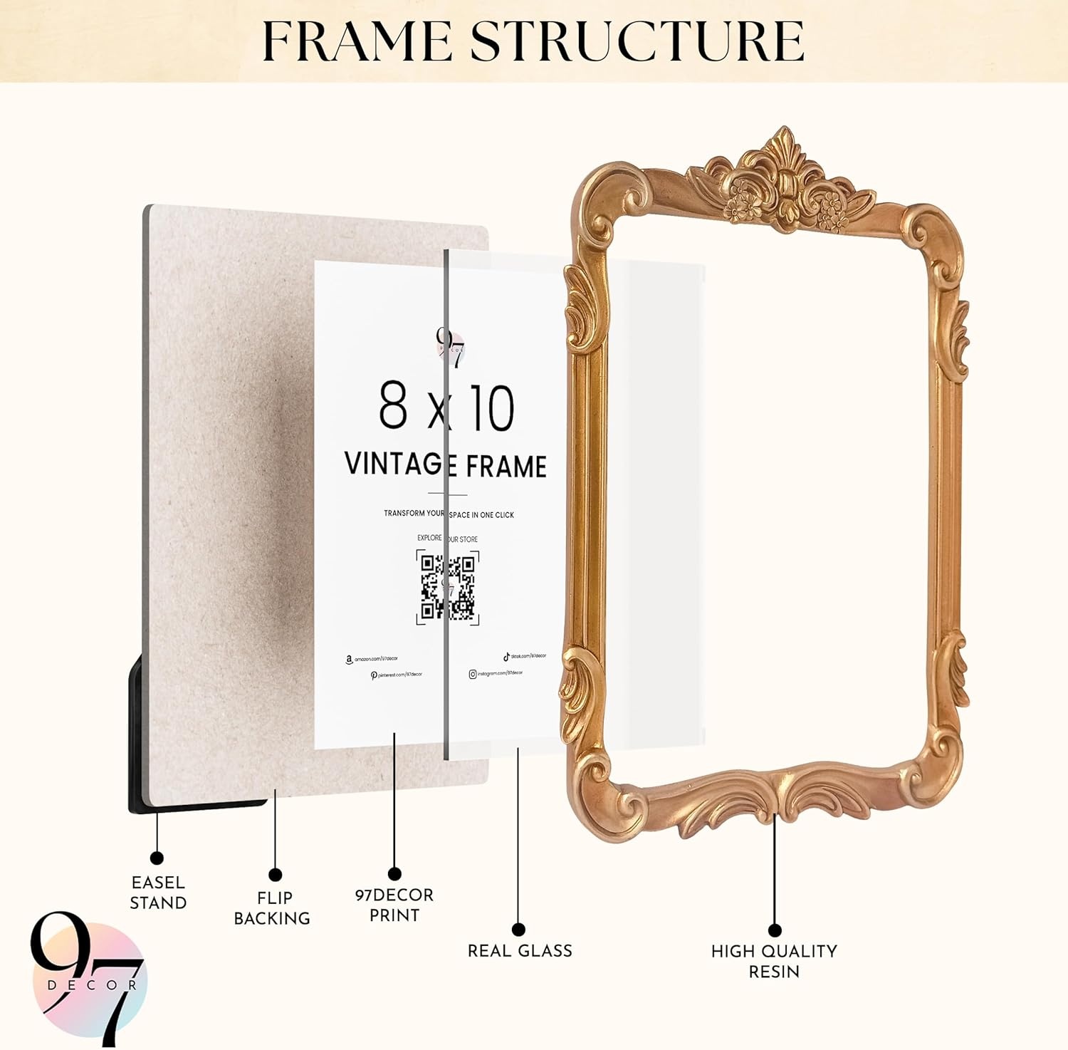 image:image97 Decor Gold Vintage Picture Frames 8x10  Golden Ornate Picture Frames 8 By 10 For Tabletop Display And Wall Hanging Decorative Antique 8x10 Frame Vintage Wall Decor For Home BedroomFrench Baroque Gold