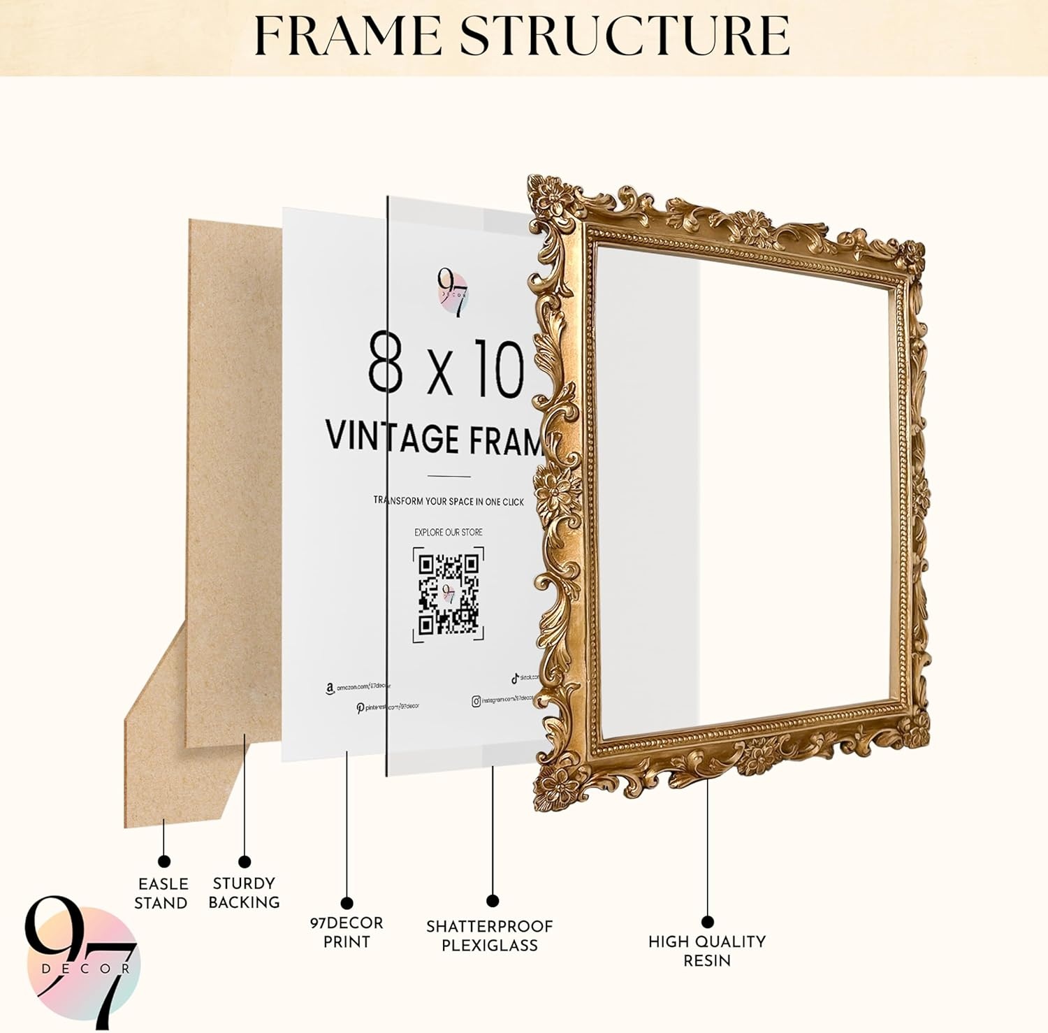 image:image97 Decor Gold Vintage Picture Frames 8x10  Golden Ornate Picture Frames 8 By 10 For Tabletop Display And Wall Hanging Decorative Antique 8x10 Frame Vintage Wall Decor For Home BedroomGold Acanthus Ornate