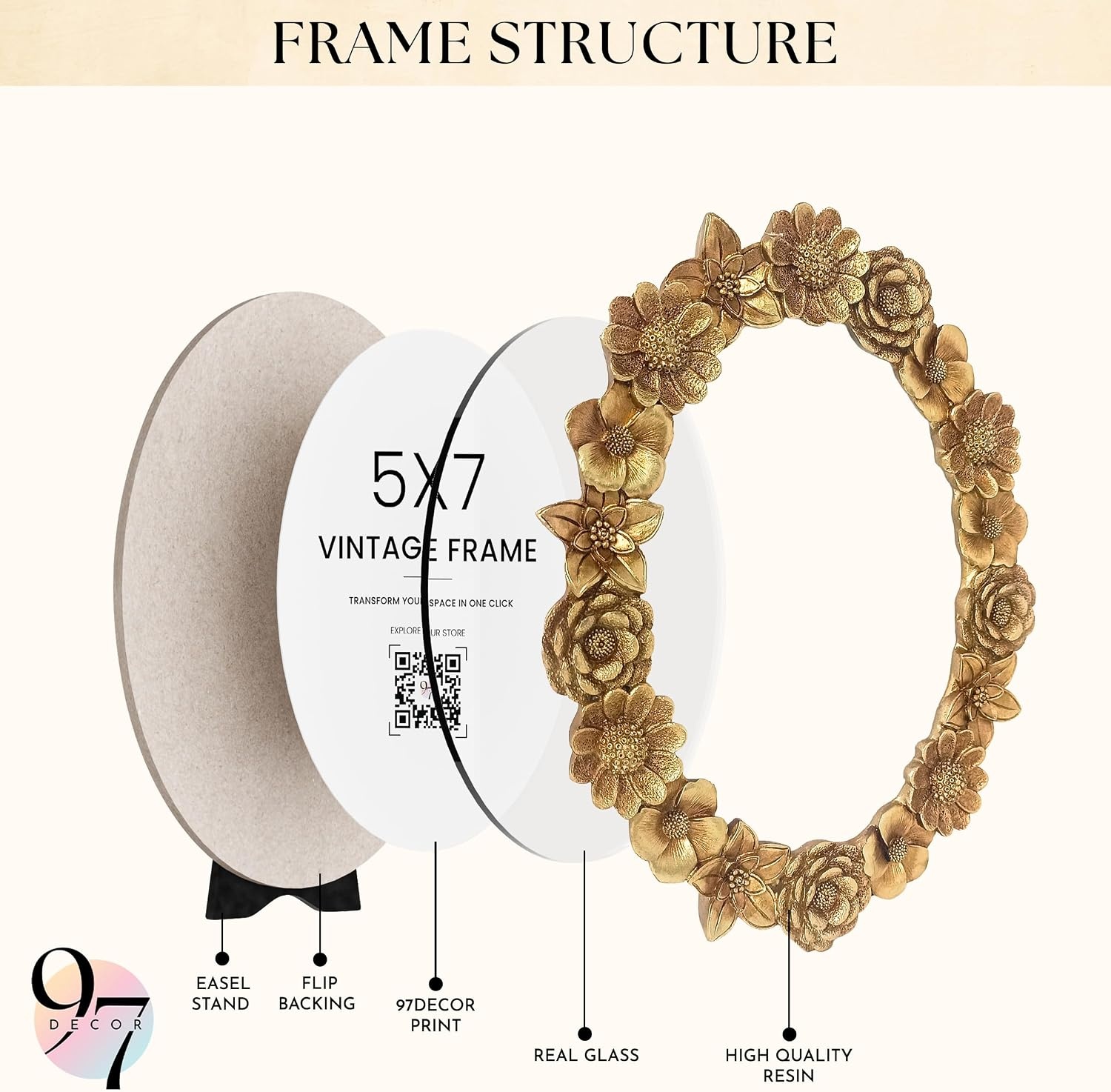 image:image97 Decor Gold Vintage Picture Frames 8x10  Golden Ornate Picture Frames 8 By 10 For Tabletop Display And Wall Hanging Decorative Antique 8x10 Frame Vintage Wall Decor For Home BedroomSculpted Flower Oval