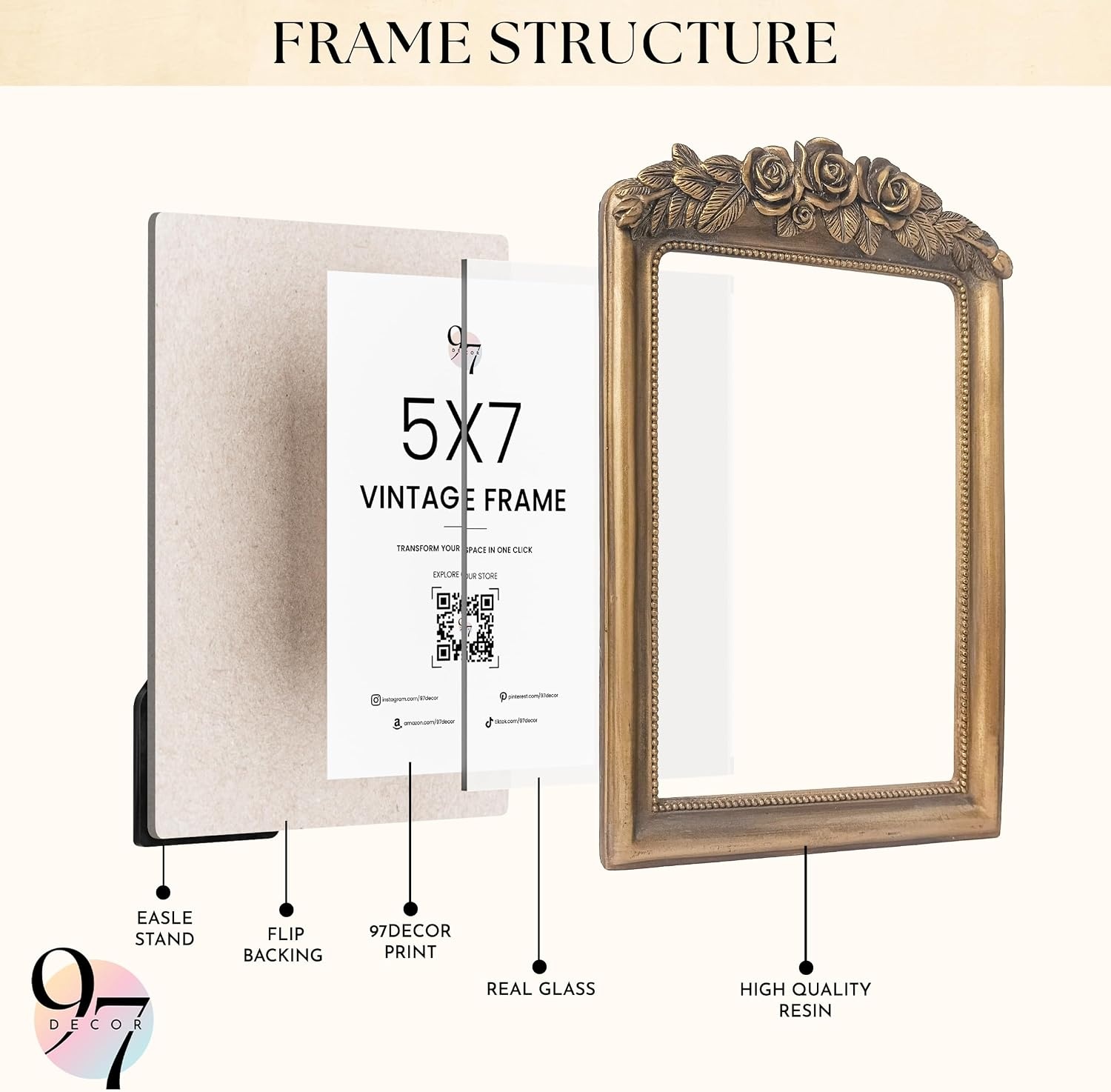 image:image97 Decor Gold Vintage Picture Frames 8x10  Golden Ornate Picture Frames 8 By 10 For Tabletop Display And Wall Hanging Decorative Antique 8x10 Frame Vintage Wall Decor For Home BedroomVictorian Rose Golden