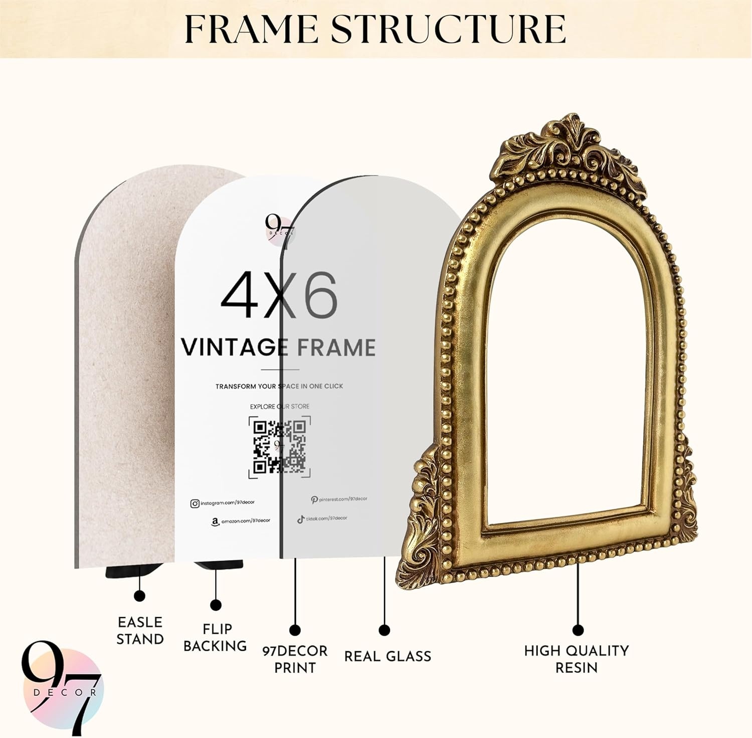 image:image97 Decor Gold Vintage Picture Frames 8x10  Golden Ornate Picture Frames 8 By 10 For Tabletop Display And Wall Hanging Decorative Antique 8x10 Frame Vintage Wall Decor For Home BedroomAntique Gold Arch