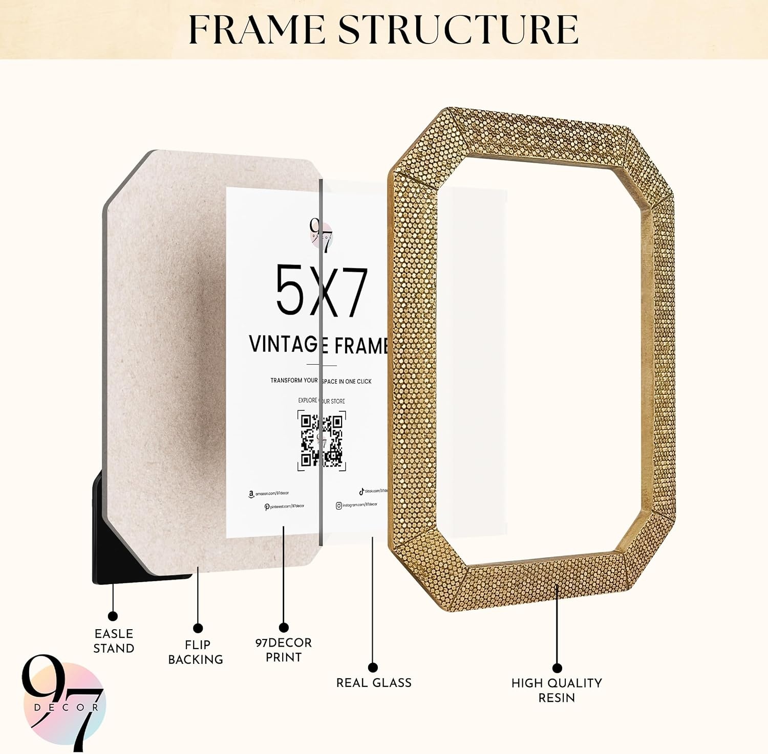 image:image97 Decor Gold Vintage Picture Frames 8x10  Golden Ornate Picture Frames 8 By 10 For Tabletop Display And Wall Hanging Decorative Antique 8x10 Frame Vintage Wall Decor For Home BedroomGold Octagon