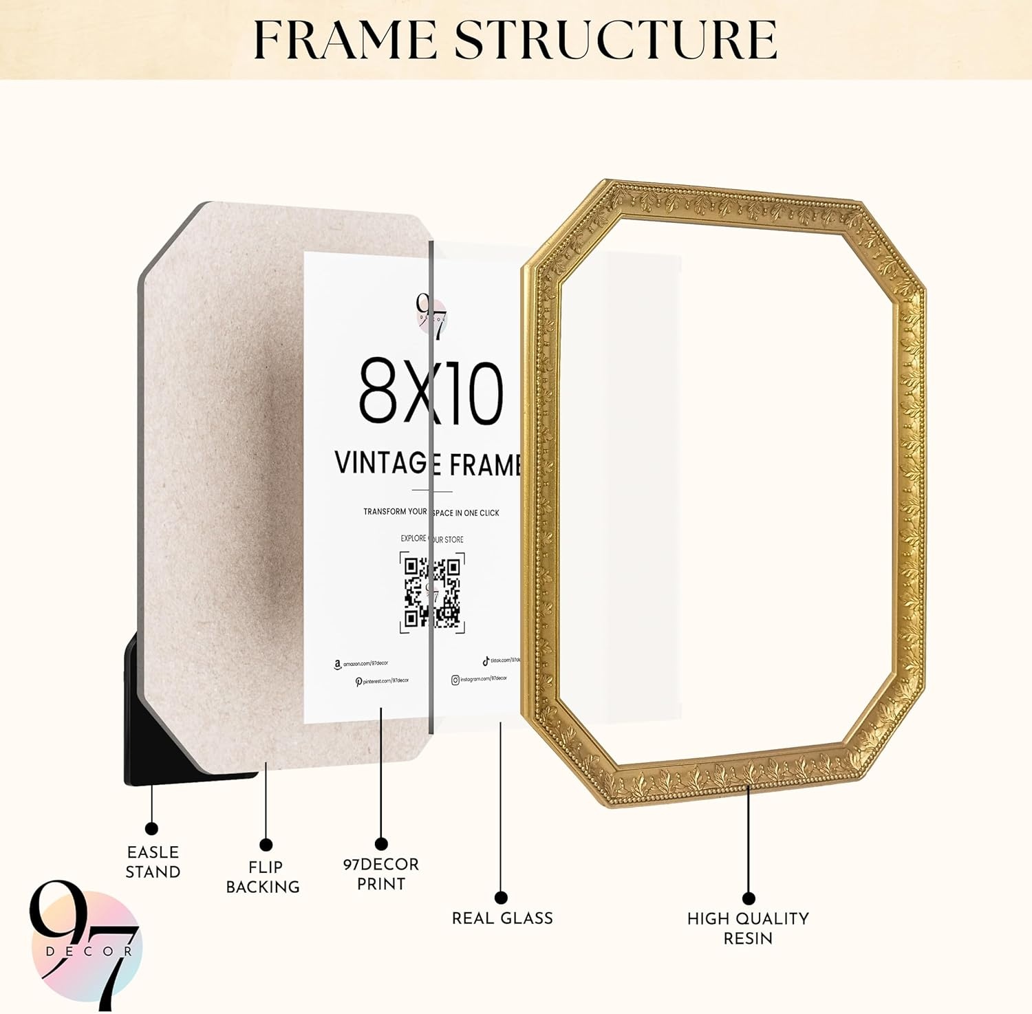 image:image97 Decor Gold Vintage Picture Frames 8x10  Golden Ornate Picture Frames 8 By 10 For Tabletop Display And Wall Hanging Decorative Antique 8x10 Frame Vintage Wall Decor For Home BedroomGold Ornate