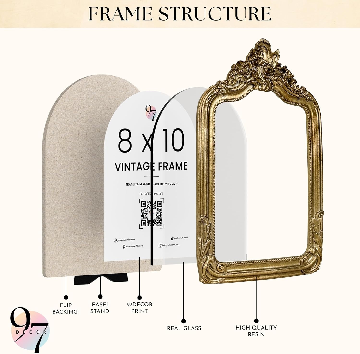 image:image97 Decor Gold Vintage Picture Frames 8x10  Golden Ornate Picture Frames 8 By 10 For Tabletop Display And Wall Hanging Decorative Antique 8x10 Frame Vintage Wall Decor For Home BedroomBaroque