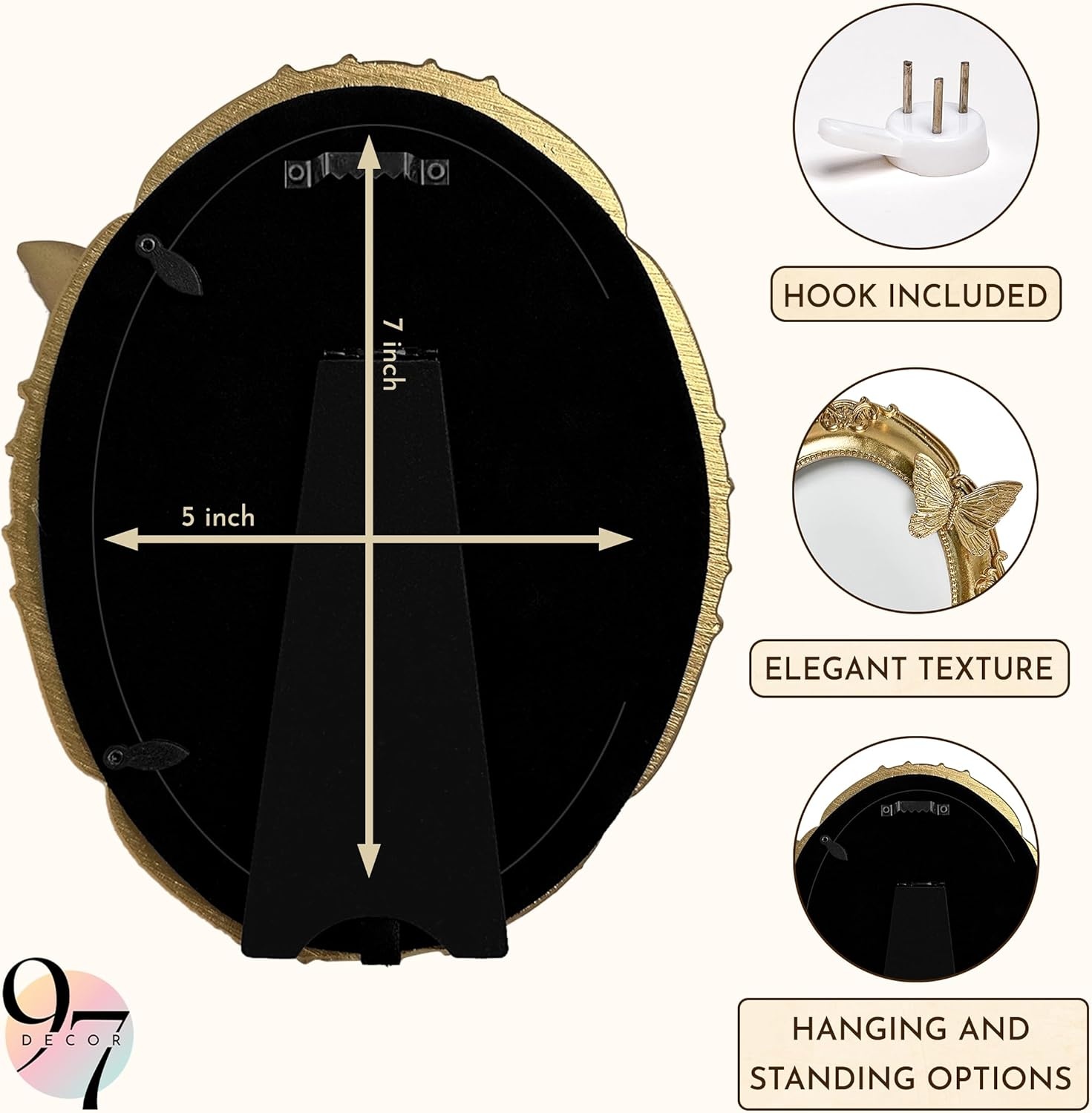 image:image97 Decor Small Round Picture Frames 4x4 Elegant Vintage Frame 4 Inch For Tabletop Wall Hanging Black and Gold Circle Frames 4x4 Gold Frame Antique Wall Decor For HomeGold Butterfly