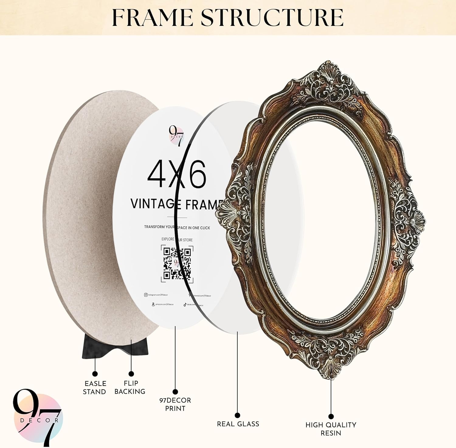 image:image97 Decor Small Round Picture Frames 4x4 Elegant Vintage Frame 4 Inch For Tabletop Wall Hanging Black and Gold Circle Frames 4x4 Gold Frame Antique Wall Decor For HomeBronze Gold Oval