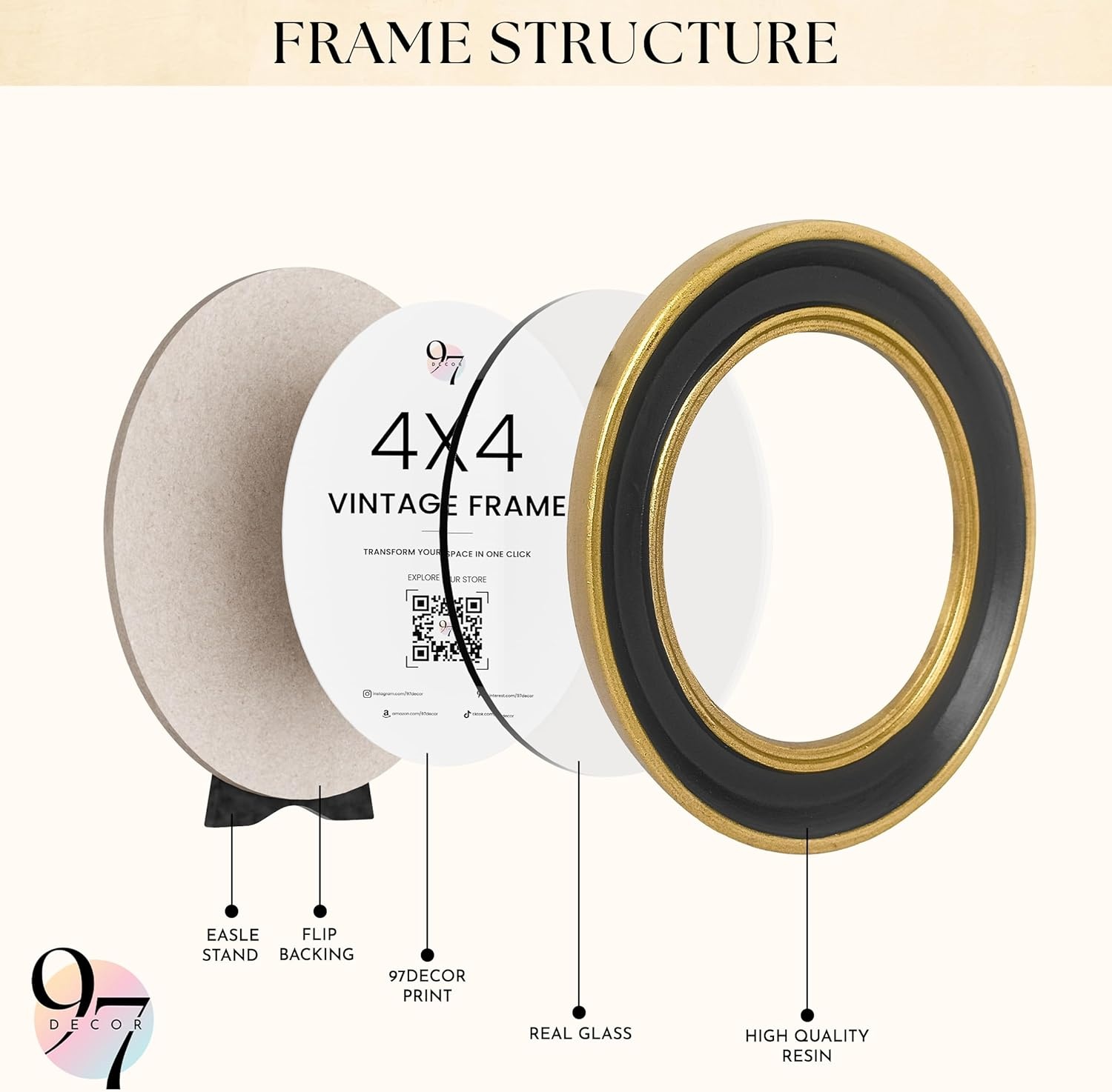 image:image97 Decor Small Round Picture Frames 4x4 Elegant Vintage Frame 4 Inch For Tabletop Wall Hanging Black and Gold Circle Frames 4x4 Gold Frame Antique Wall Decor For HomeBlack Gold Round