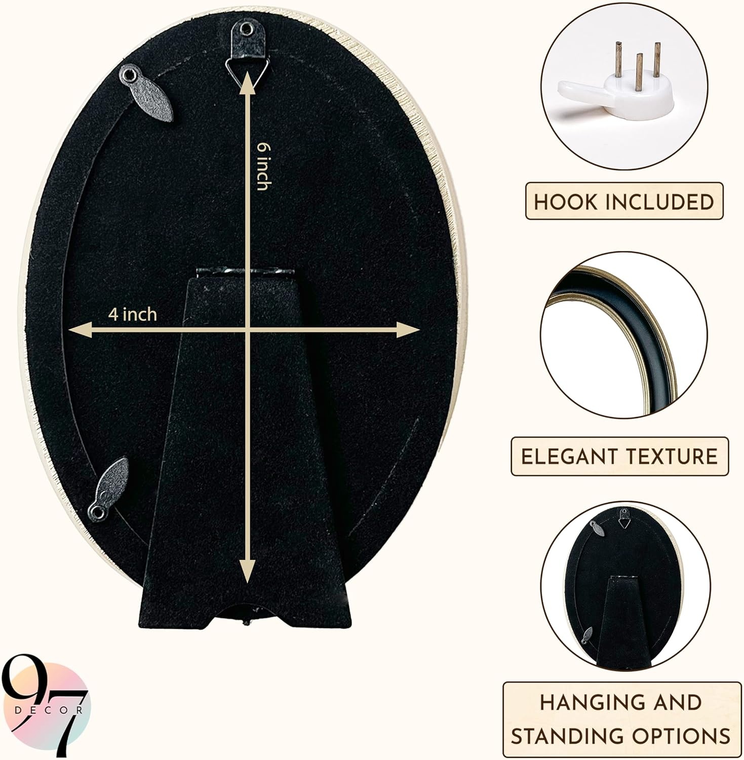 image:image97 Decor Small Round Picture Frames 4x4 Elegant Vintage Frame 4 Inch For Tabletop Wall Hanging Black and Gold Circle Frames 4x4 Gold Frame Antique Wall Decor For HomeBlack Gold Oval