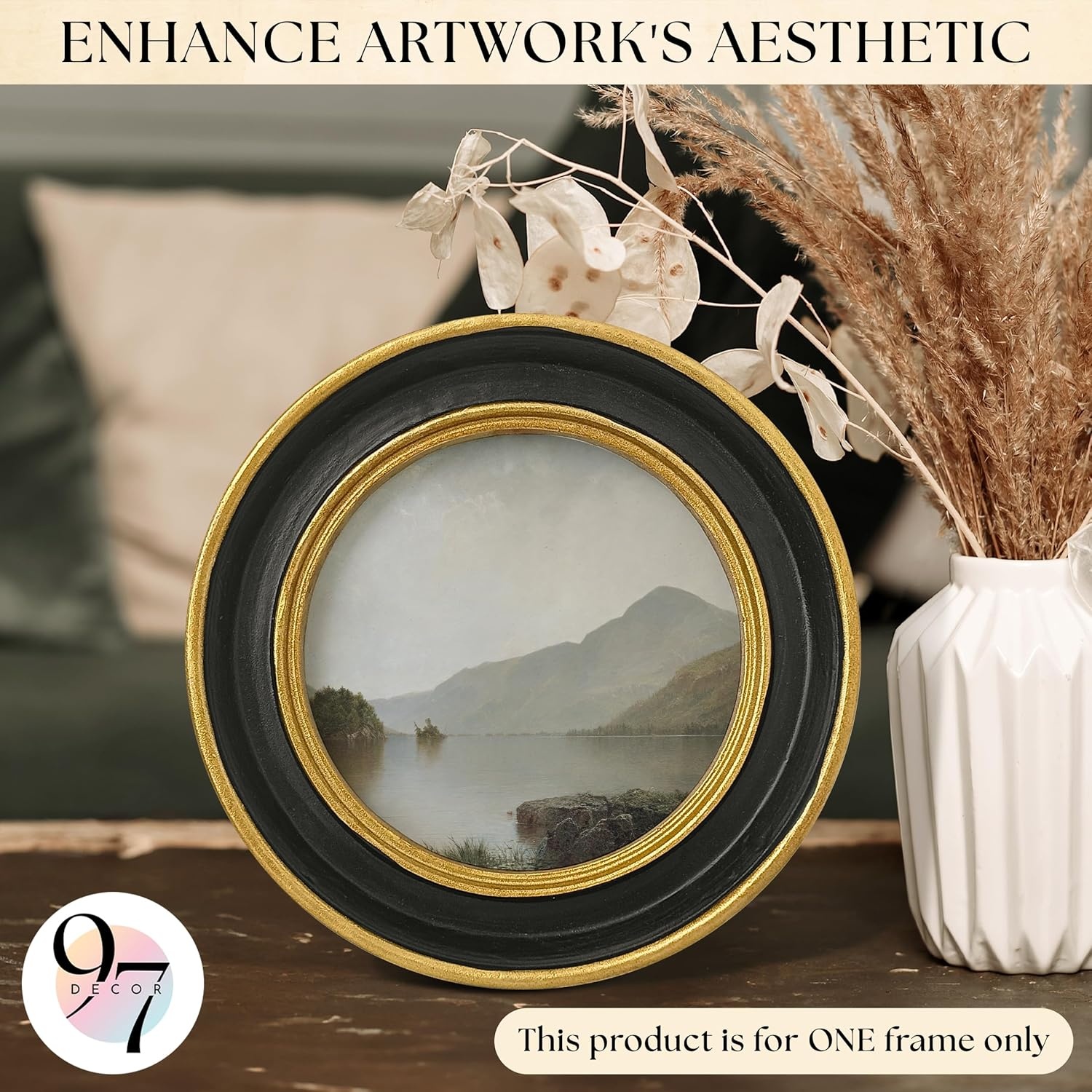 image:image97 Decor Small Round Picture Frames 4x4 Elegant Vintage Frame 4 Inch For Tabletop Wall Hanging Black and Gold Circle Frames 4x4 Gold Frame Antique Wall Decor For HomeBlack Gold Round