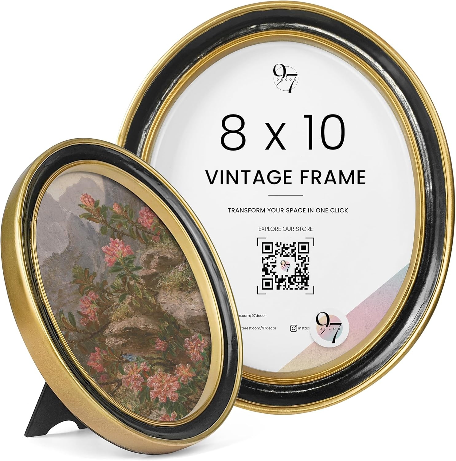 image:image97 Decor Small Round Picture Frames 4x4 Elegant Vintage Frame 4 Inch For Tabletop Wall Hanging Black and Gold Circle Frames 4x4 Gold Frame Antique Wall Decor For HomeBlack Gold Oval