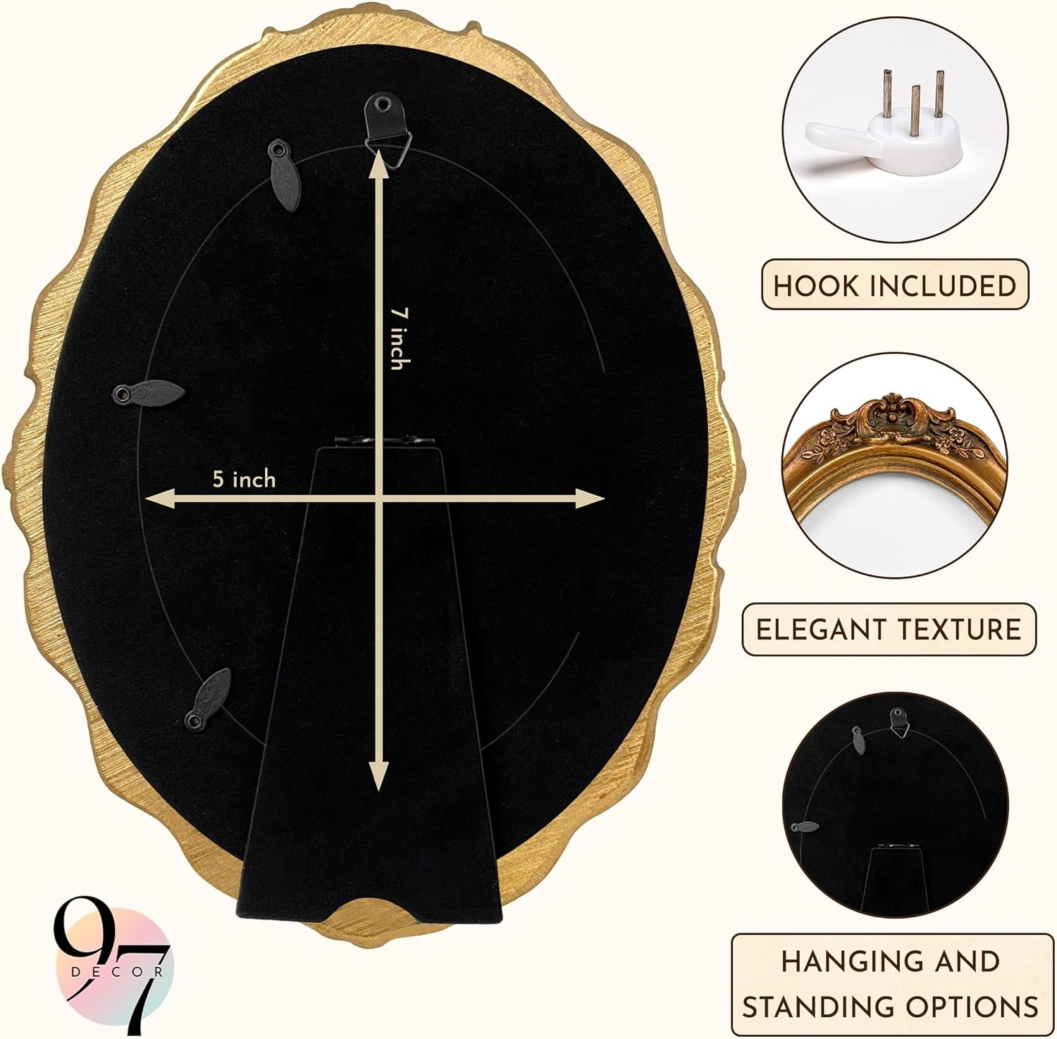 image:image97 Decor Small Round Picture Frames 4x4 Elegant Vintage Frame 4 Inch For Tabletop Wall Hanging Black and Gold Circle Frames 4x4 Gold Frame Antique Wall Decor For HomeOrnate Oval