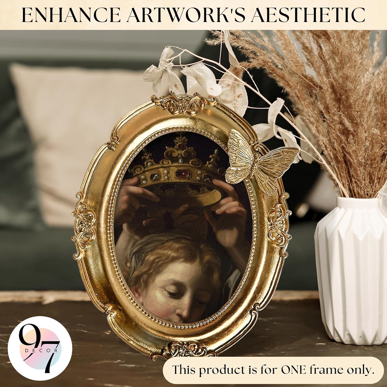 image:image97 Decor Small Round Picture Frames 4x4 Elegant Vintage Frame 4 Inch For Tabletop Wall Hanging Black and Gold Circle Frames 4x4 Gold Frame Antique Wall Decor For HomeGold Butterfly