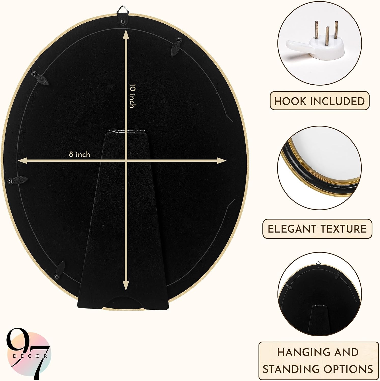 image:image97 Decor Small Round Picture Frames 4x4 Elegant Vintage Frame 4 Inch For Tabletop Wall Hanging Black and Gold Circle Frames 4x4 Gold Frame Antique Wall Decor For HomeBlack Gold Oval