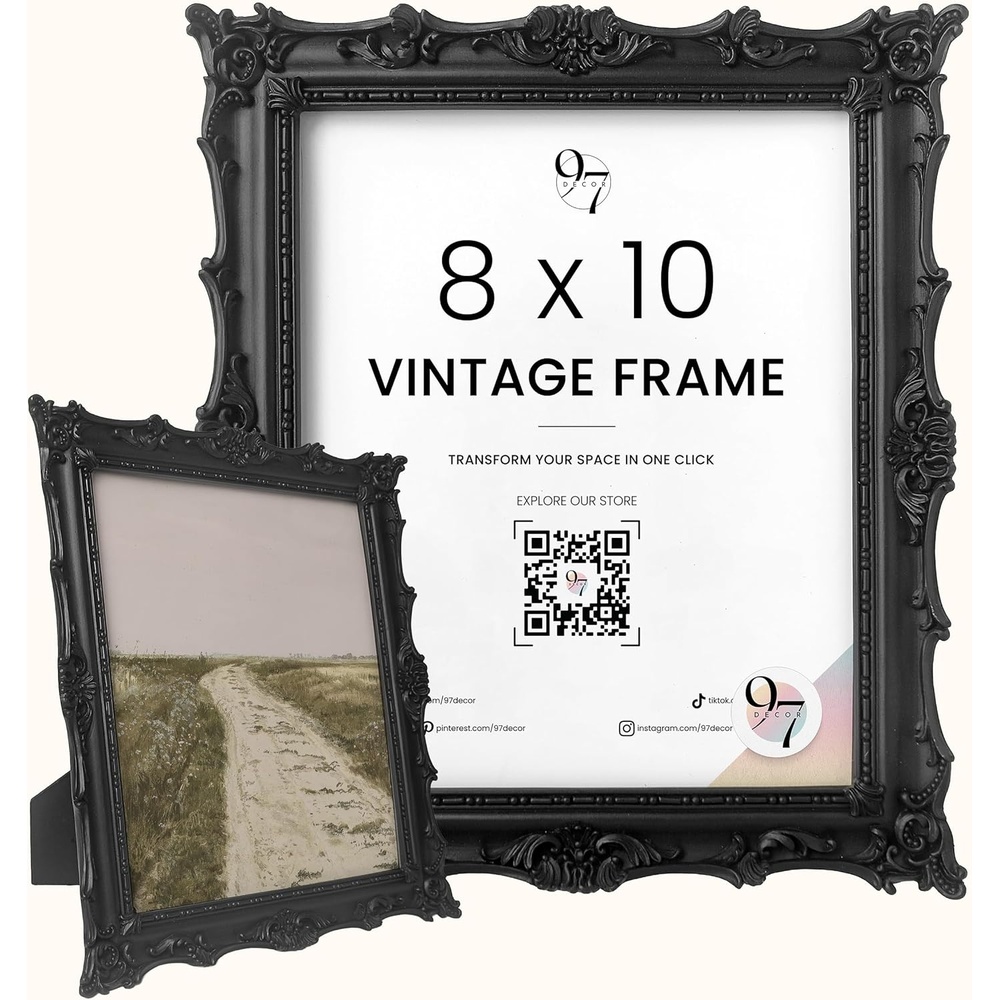 image:image97 Decor Black Vintage Picture Frames 8x10  Handcrafted Resin Antique Frames 8x10 For Tabletop Or Wall Mount Victorian Gothic Wall DecorRoyal Black