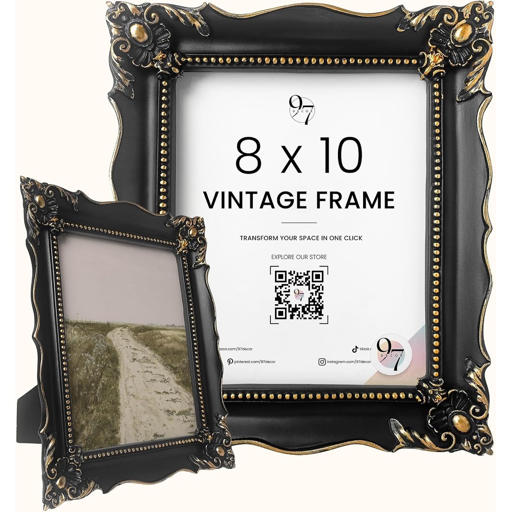 image:image97 Decor Black Vintage Picture Frames 8x10  Handcrafted Resin Antique Frames 8x10 For Tabletop Or Wall Mount Victorian Gothic Wall DecorVictorian Noir Gold