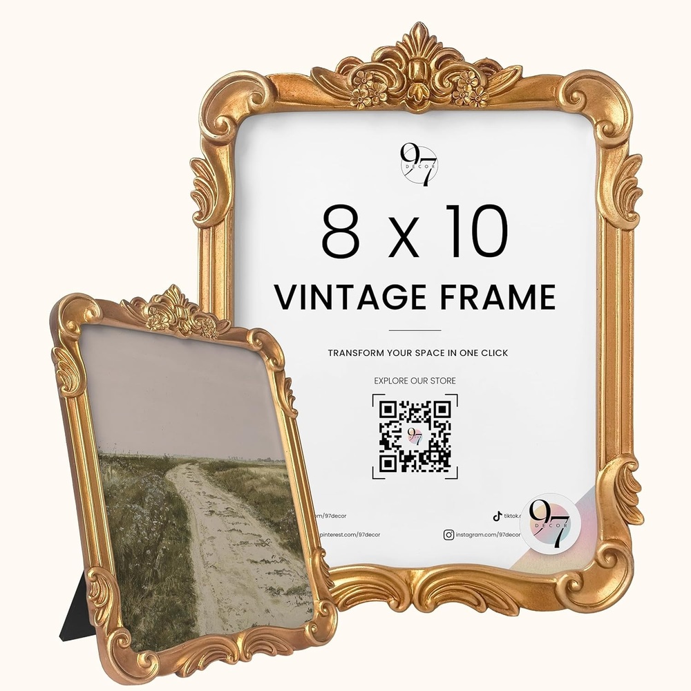 image:image97 Decor Gold Vintage Picture Frames 8x10  Golden Ornate Picture Frames 8 By 10 For Tabletop Display And Wall Hanging Decorative Antique 8x10 Frame Vintage Wall Decor For Home BedroomFrench Baroque Gold