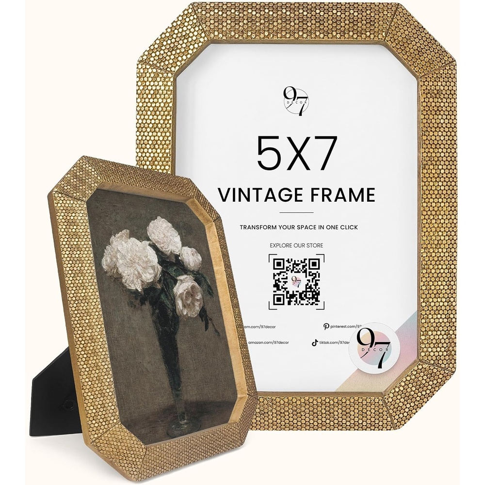 image:image97 Decor Gold Vintage Picture Frames 8x10  Golden Ornate Picture Frames 8 By 10 For Tabletop Display And Wall Hanging Decorative Antique 8x10 Frame Vintage Wall Decor For Home BedroomGold Octagon