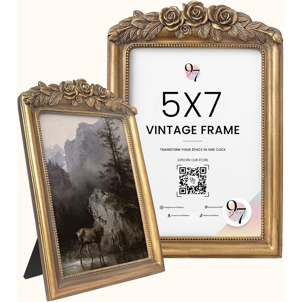 image:image97 Decor Gold Vintage Picture Frames 8x10  Golden Ornate Picture Frames 8 By 10 For Tabletop Display And Wall Hanging Decorative Antique 8x10 Frame Vintage Wall Decor For Home BedroomVictorian Rose Golden