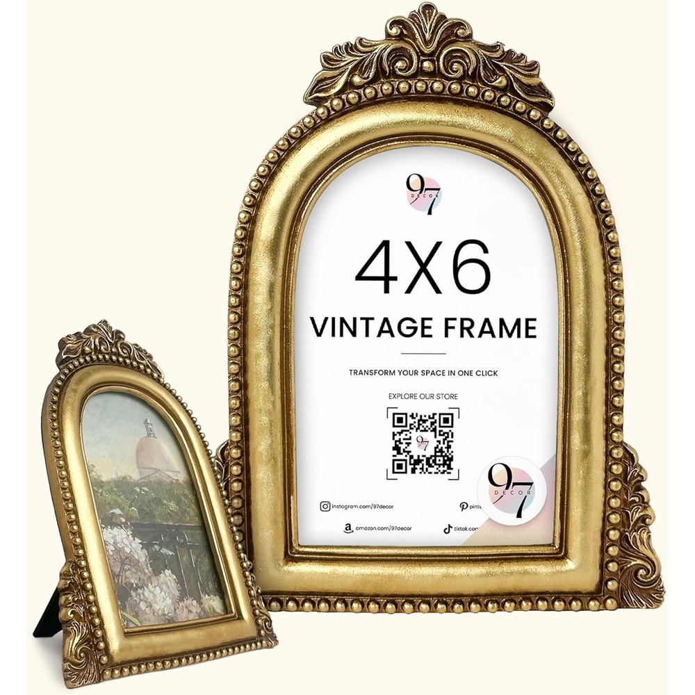image:image97 Decor Gold Vintage Picture Frames 8x10  Golden Ornate Picture Frames 8 By 10 For Tabletop Display And Wall Hanging Decorative Antique 8x10 Frame Vintage Wall Decor For Home BedroomAntique Gold Arch