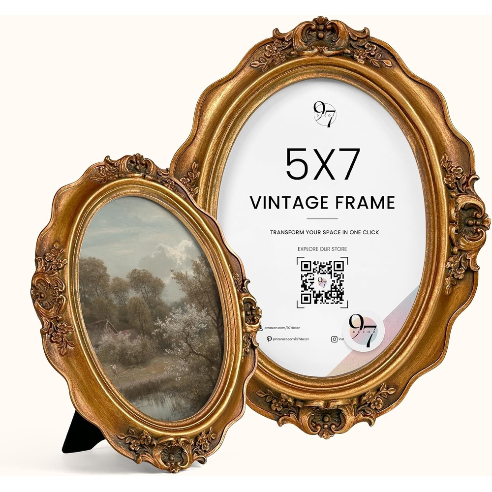 image:image97 Decor Small Round Picture Frames 4x4 Elegant Vintage Frame 4 Inch For Tabletop Wall Hanging Black and Gold Circle Frames 4x4 Gold Frame Antique Wall Decor For HomeOrnate Oval