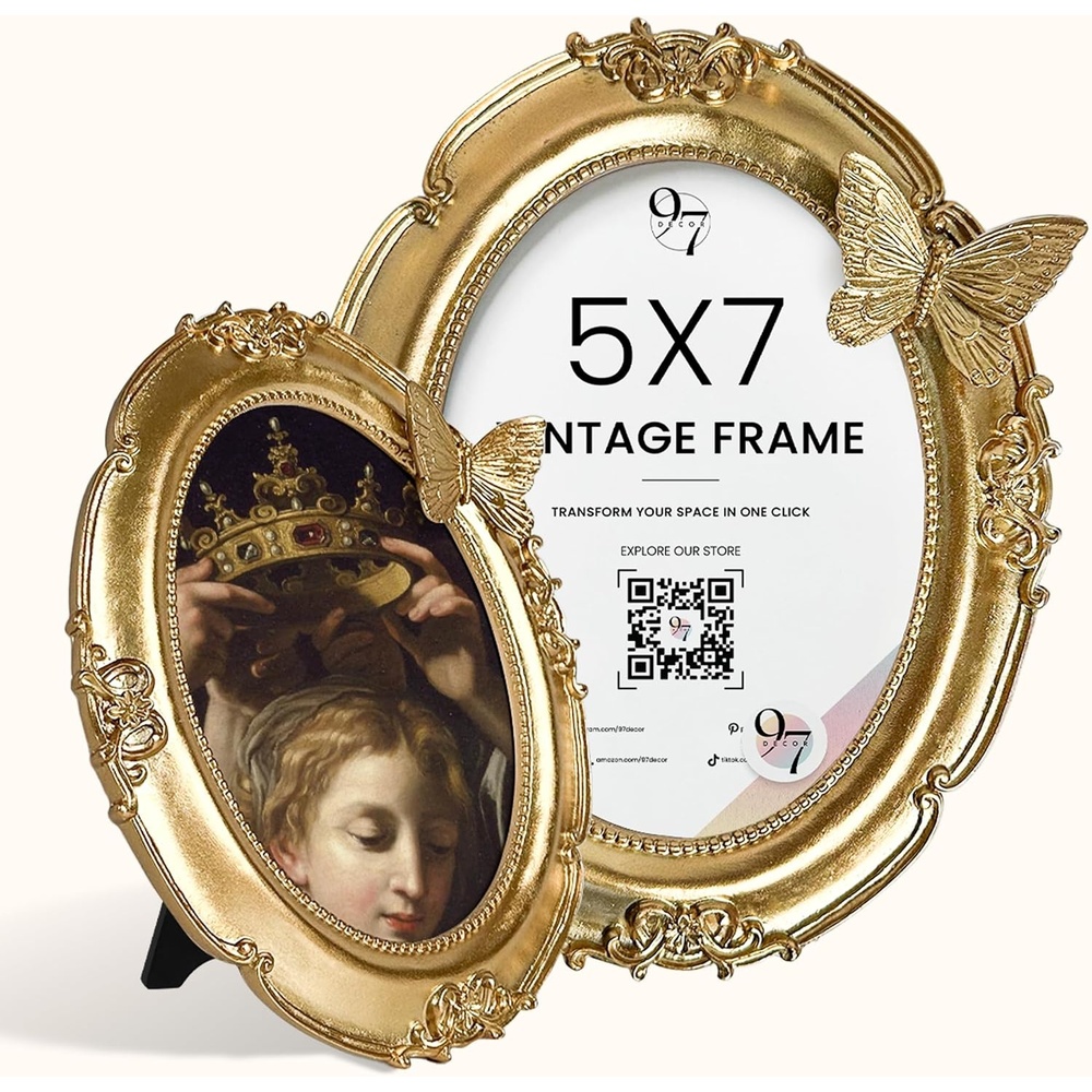 image:image97 Decor Small Round Picture Frames 4x4 Elegant Vintage Frame 4 Inch For Tabletop Wall Hanging Black and Gold Circle Frames 4x4 Gold Frame Antique Wall Decor For HomeGold Butterfly