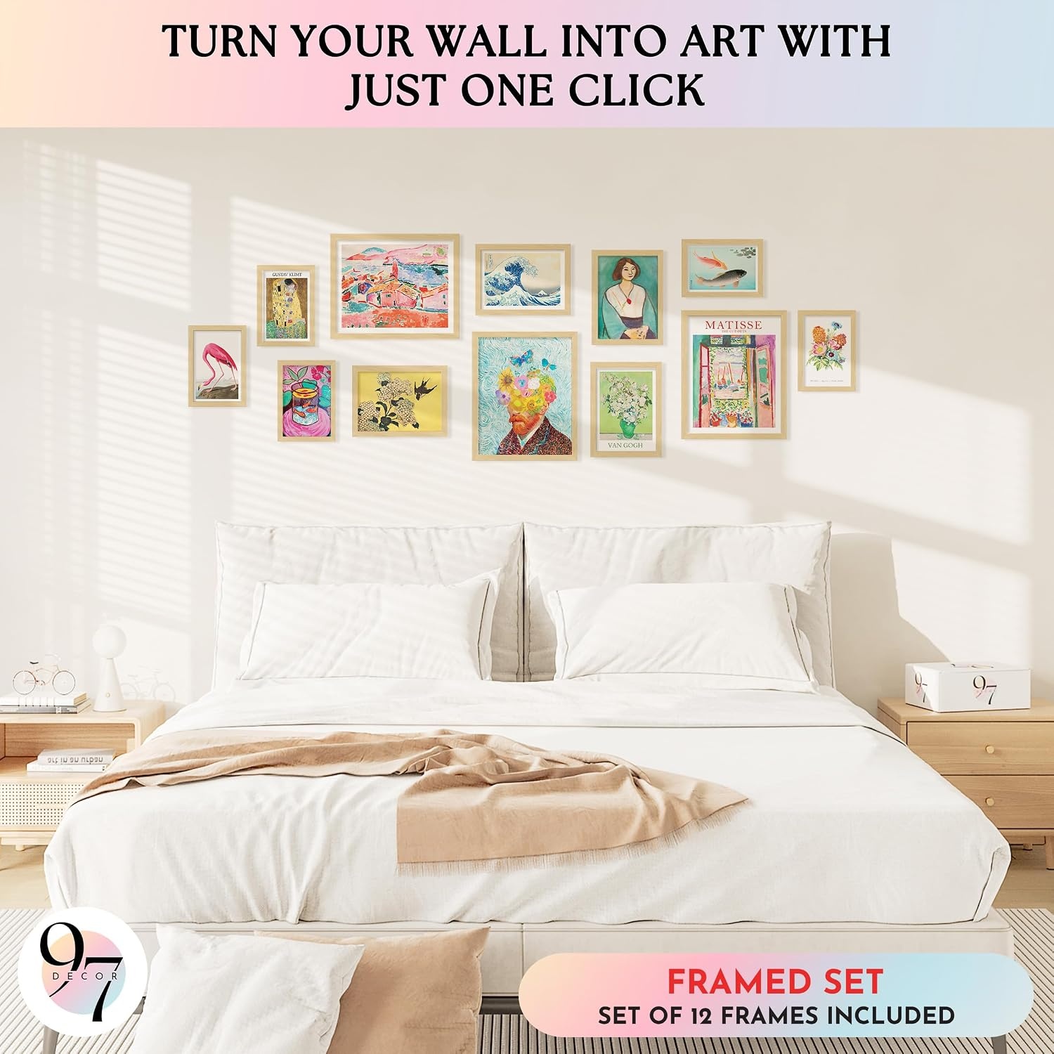 image:image97 Decor Colorful Eclectic Wall Art 12 Framed Prints Black Frame  3 pcs 8x10 4 pcs 5x7 5 pcs 4x6 pop art and dopamine decor gallery wall for dorm living room bedroomEclectic Brighten