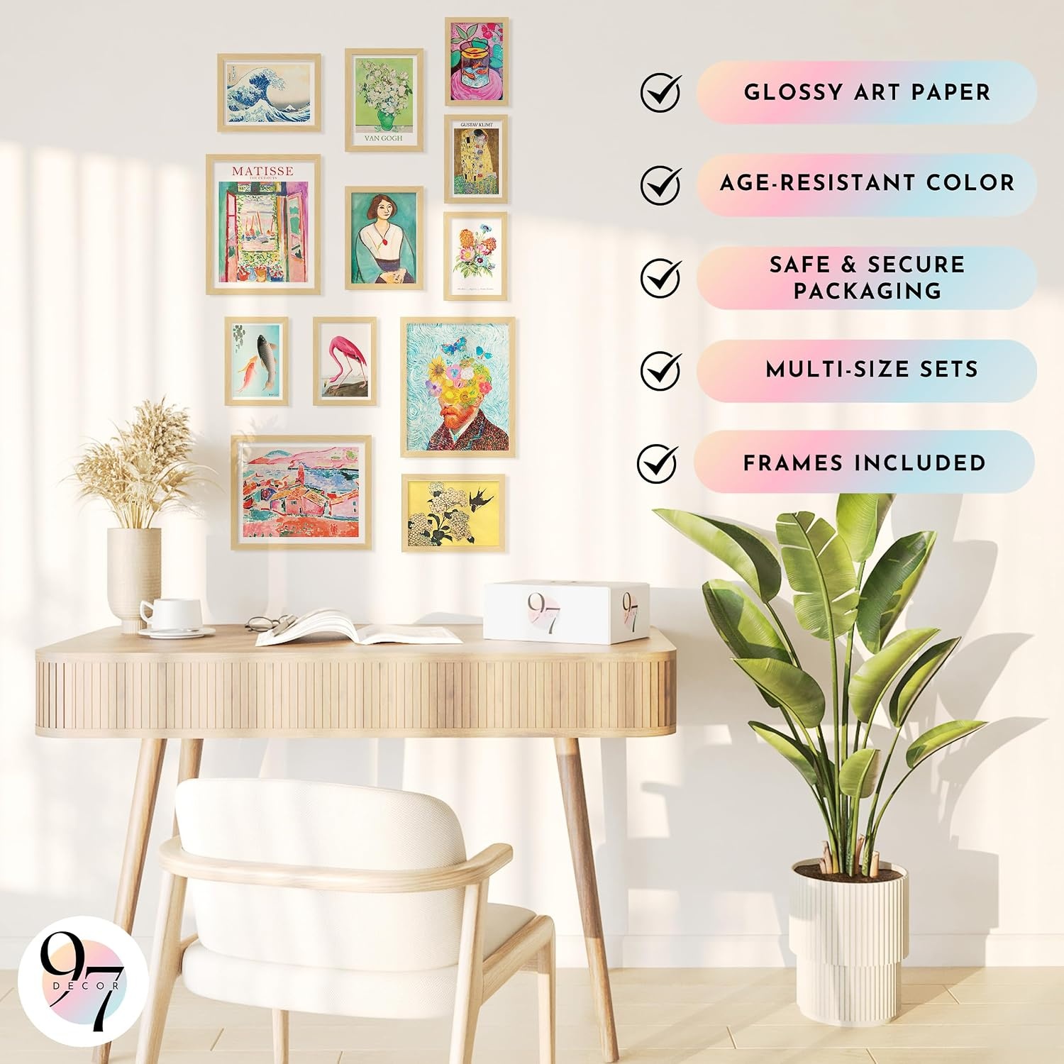 image:image97 Decor Colorful Eclectic Wall Art 12 Framed Prints Black Frame  3 pcs 8x10 4 pcs 5x7 5 pcs 4x6 pop art and dopamine decor gallery wall for dorm living room bedroomEclectic Brighten