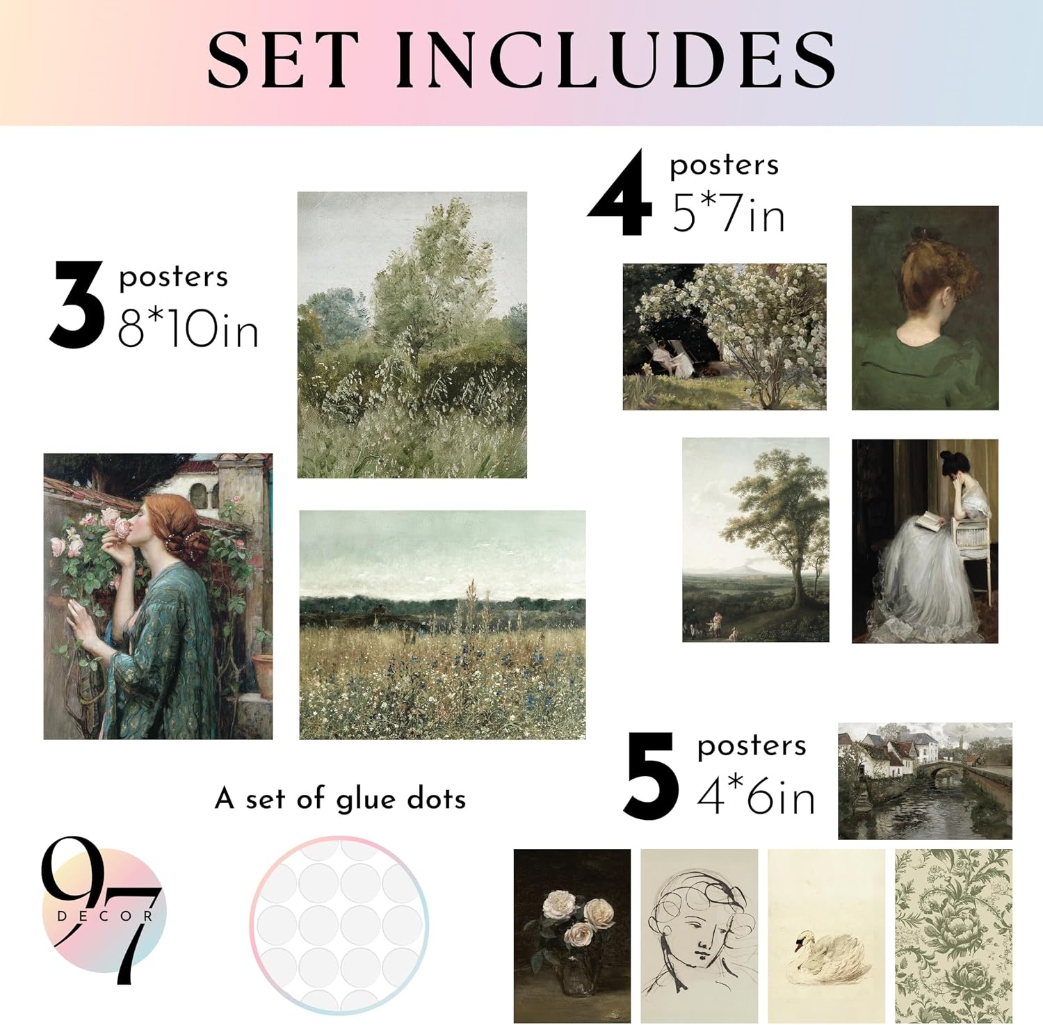image:image97 Decor Colorful Eclectic Wall Art 12 Framed Prints Black Frame  3 pcs 8x10 4 pcs 5x7 5 pcs 4x6 pop art and dopamine decor gallery wall for dorm living room bedroomSpring Farmhouse