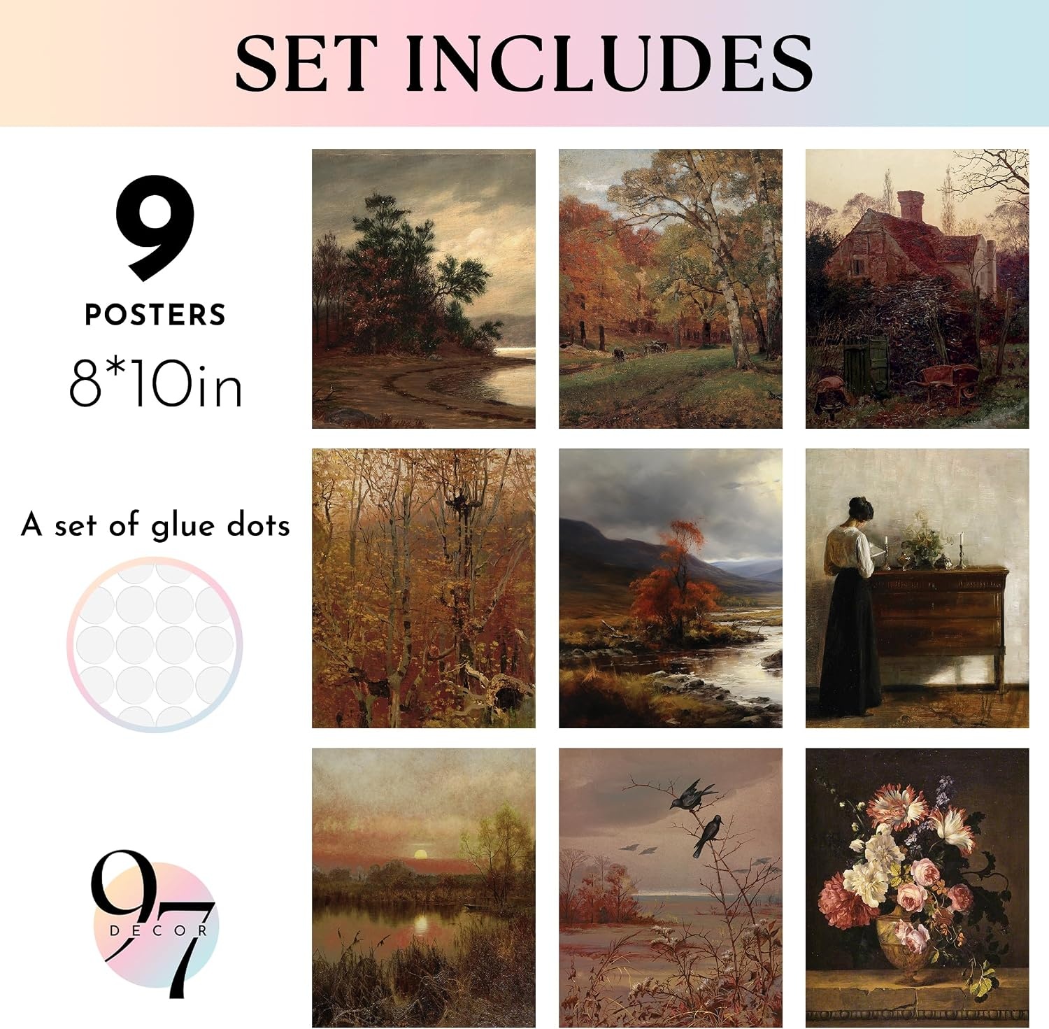 image:image97 Decor Colorful Eclectic Wall Art 12 Framed Prints Black Frame  3 pcs 8x10 4 pcs 5x7 5 pcs 4x6 pop art and dopamine decor gallery wall for dorm living room bedroomRustic Farmhouse