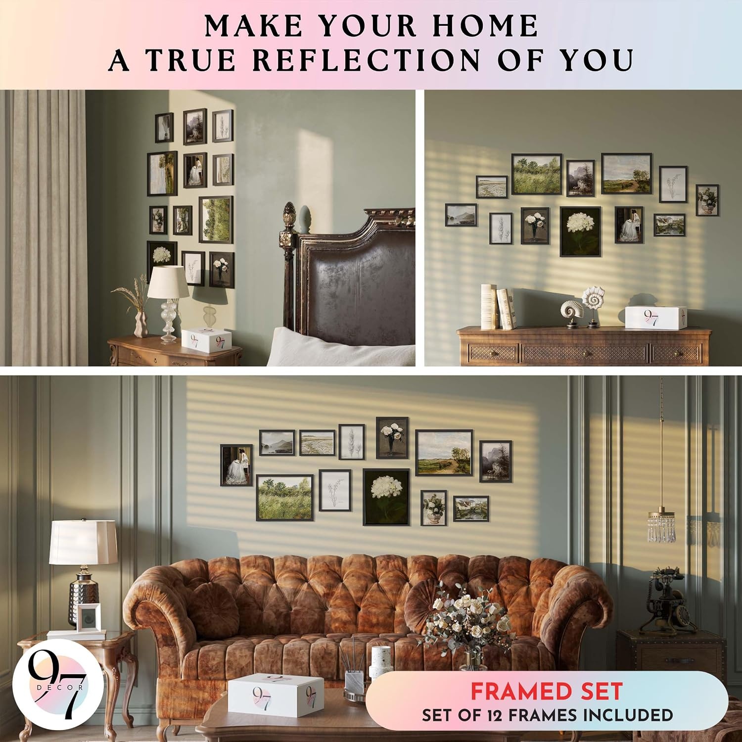 image:image97 Decor Colorful Eclectic Wall Art 12 Framed Prints Black Frame  3 pcs 8x10 4 pcs 5x7 5 pcs 4x6 pop art and dopamine decor gallery wall for dorm living room bedroomVintage