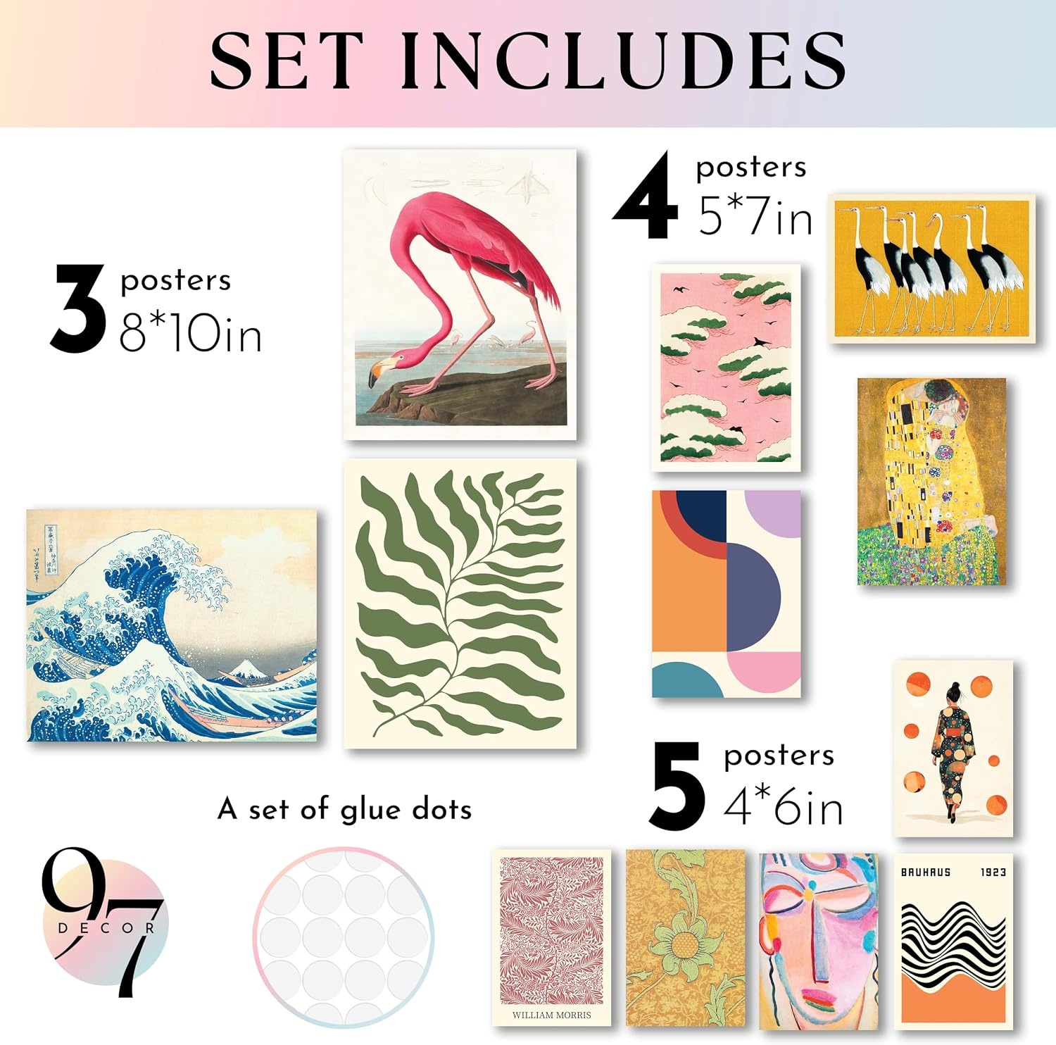 image:image97 Decor Colorful Eclectic Wall Art 12 Framed Prints Black Frame  3 pcs 8x10 4 pcs 5x7 5 pcs 4x6 pop art and dopamine decor gallery wall for dorm living room bedroomEclectic Global