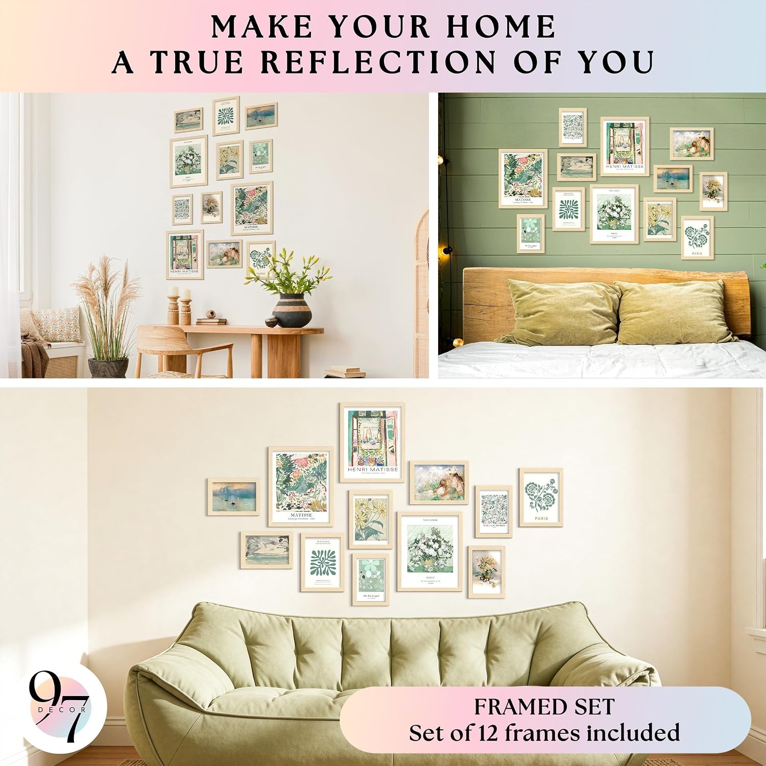 image:image97 Decor Colorful Eclectic Wall Art 12 Framed Prints Black Frame  3 pcs 8x10 4 pcs 5x7 5 pcs 4x6 pop art and dopamine decor gallery wall for dorm living room bedroomBlack and Gold