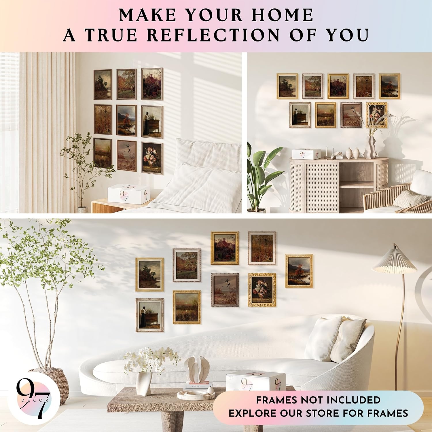 image:image97 Decor Colorful Eclectic Wall Art 12 Framed Prints Black Frame  3 pcs 8x10 4 pcs 5x7 5 pcs 4x6 pop art and dopamine decor gallery wall for dorm living room bedroomRustic Farmhouse