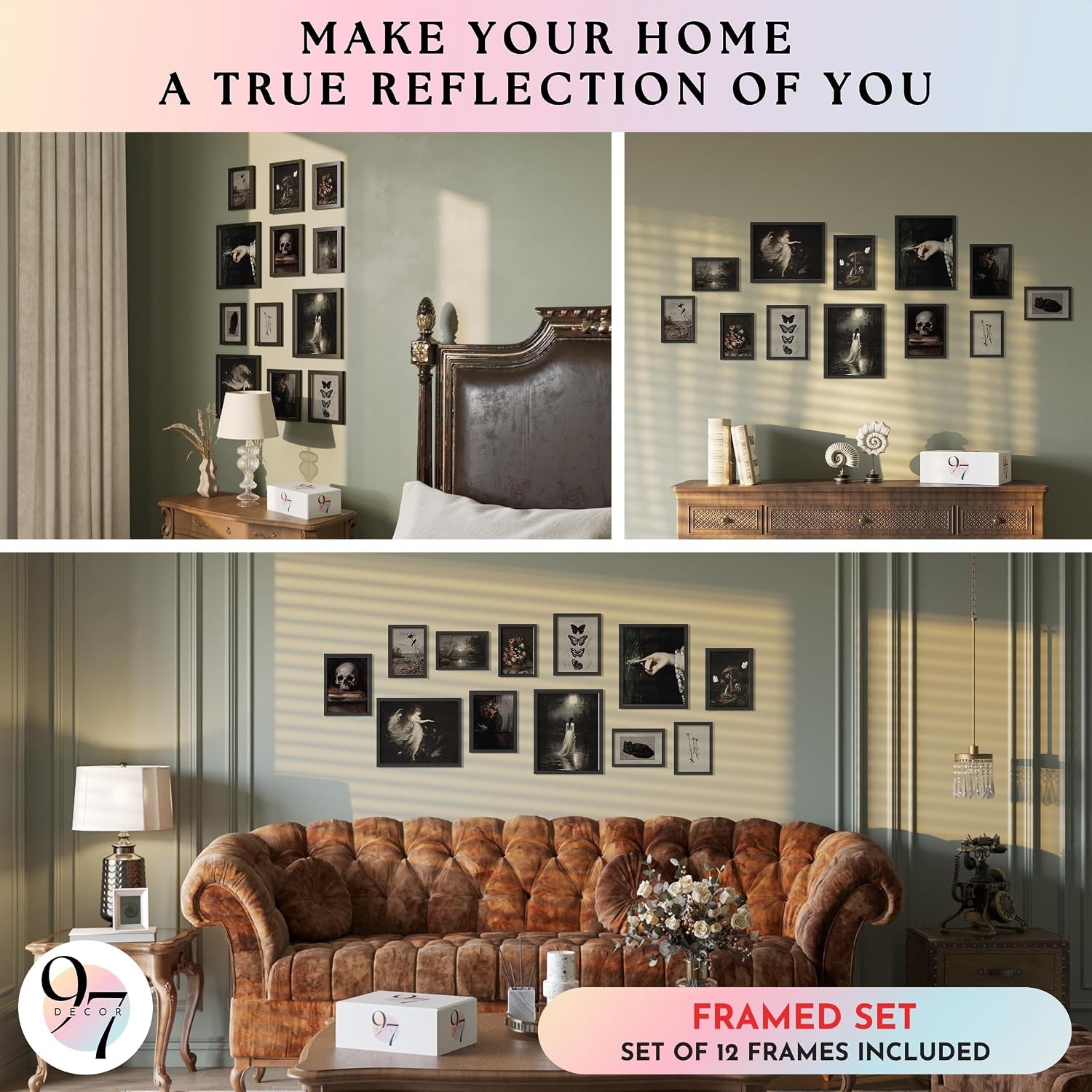 image:image97 Decor Cottagecore Wall Art Botanical Prints 12 Pcs Brown Frame  Vintage botanical and mushroom designs 3 sizes 8x10 5x7 4x6 wood frames bedroom dorm gallery wallDark Academia Fantasy