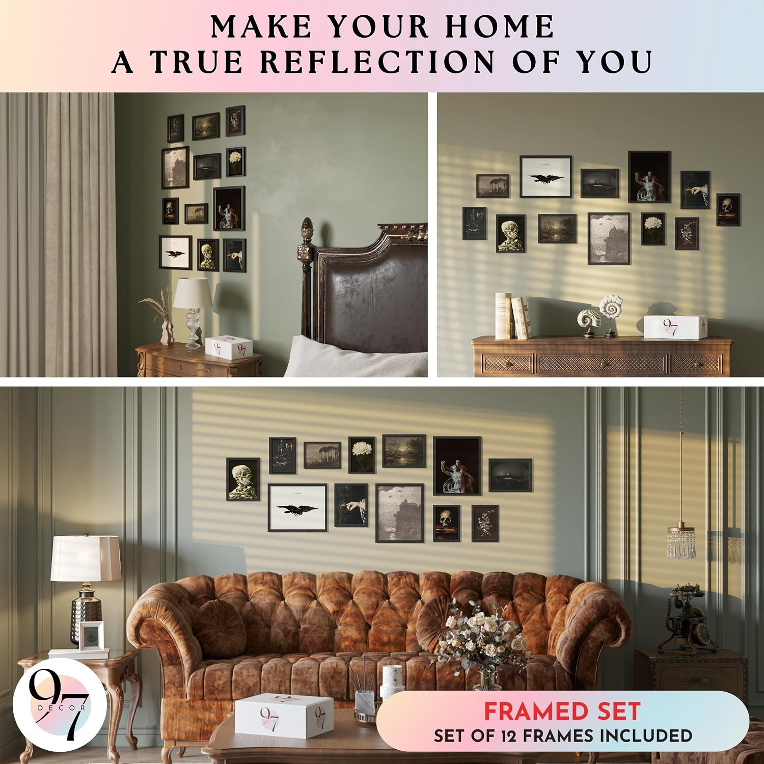 image:image97 Decor Cottagecore Wall Art Botanical Prints 12 Pcs Brown Frame  Vintage botanical and mushroom designs 3 sizes 8x10 5x7 4x6 wood frames bedroom dorm gallery wallDark Academia