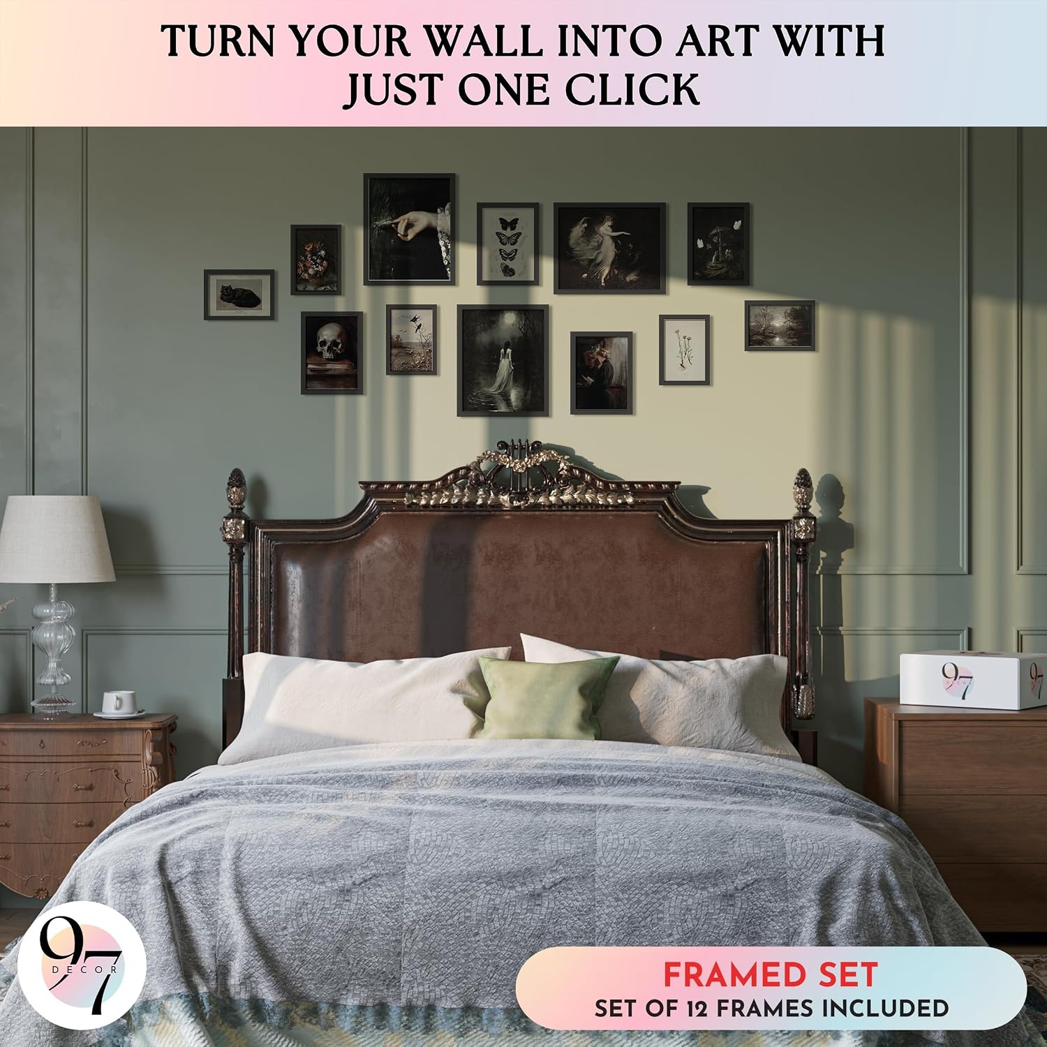 image:image97 Decor Cottagecore Wall Art Botanical Prints 12 Pcs Brown Frame  Vintage botanical and mushroom designs 3 sizes 8x10 5x7 4x6 wood frames bedroom dorm gallery wallDark Academia Fantasy