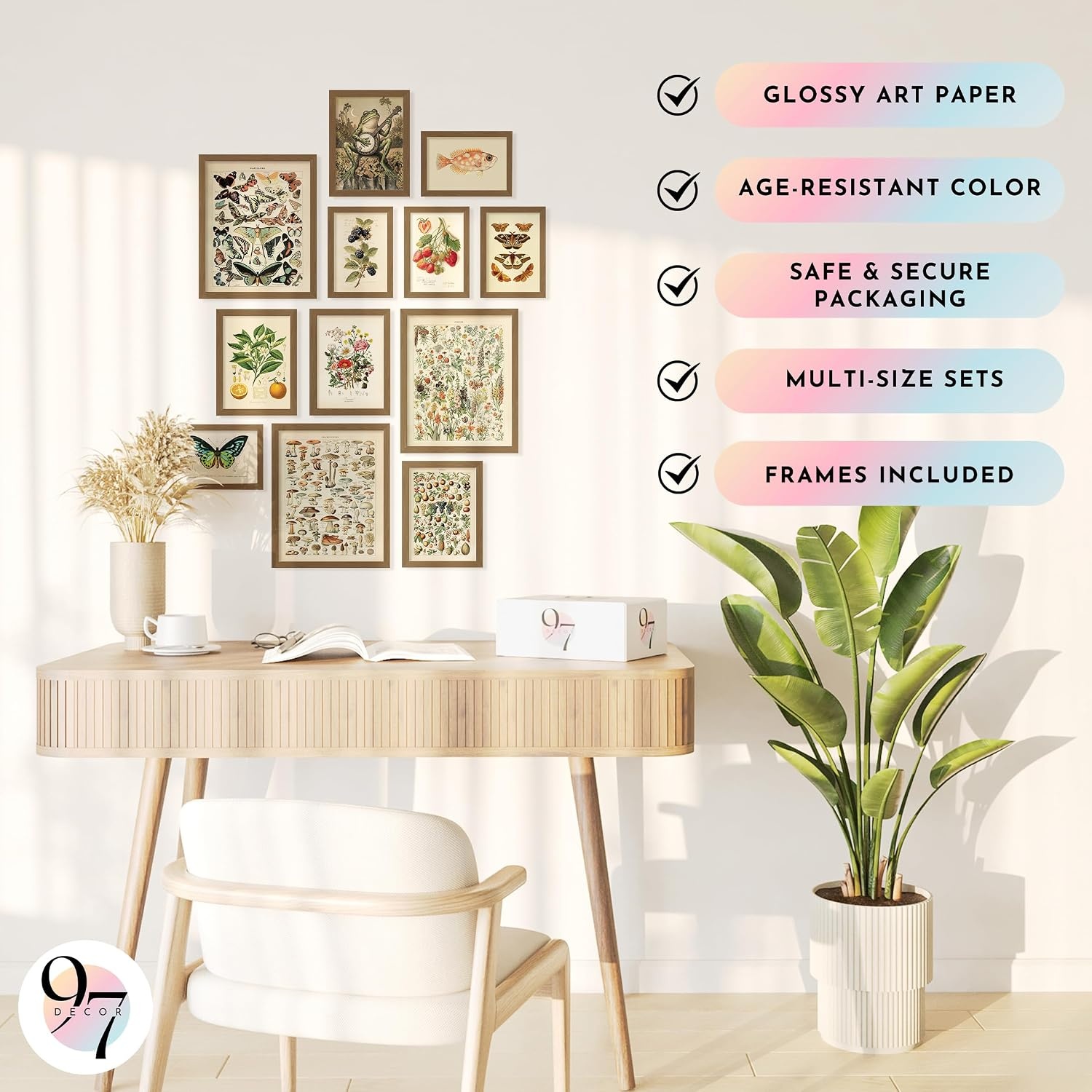 image:image97 Decor Cottagecore Wall Art Botanical Prints 12 Pcs Brown Frame  Vintage botanical and mushroom designs 3 sizes 8x10 5x7 4x6 wood frames bedroom dorm gallery wallBotanical