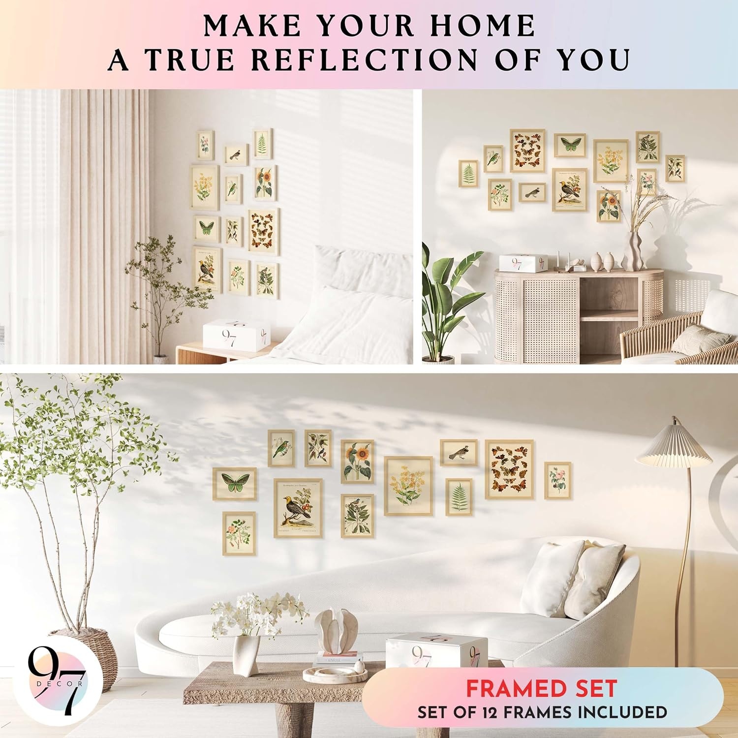 image:image97 Decor Cottagecore Wall Art Botanical Prints 12 Pcs Brown Frame  Vintage botanical and mushroom designs 3 sizes 8x10 5x7 4x6 wood frames bedroom dorm gallery wallVintage Botanical Gx8x10