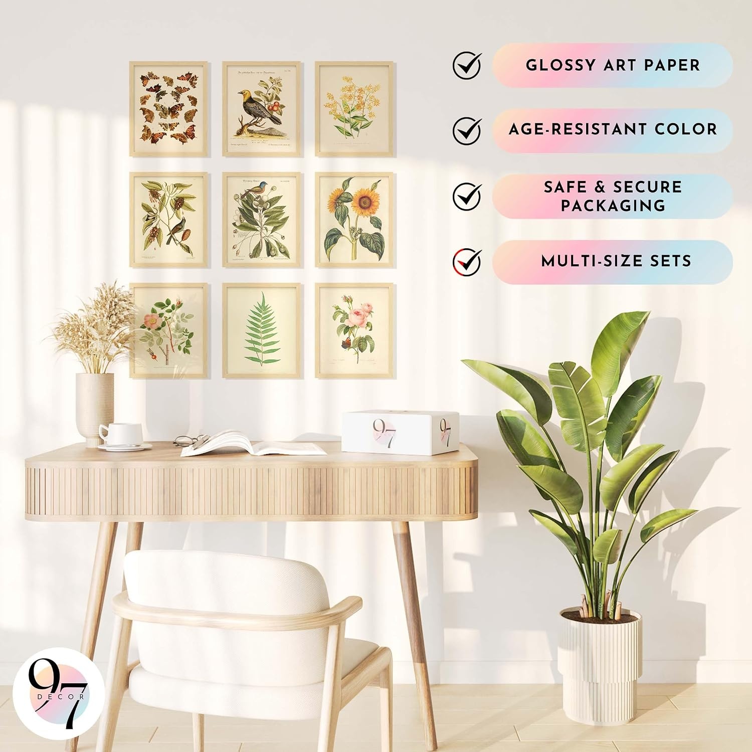 image:image97 Decor Cottagecore Wall Art Botanical Prints 12 Pcs Brown Frame  Vintage botanical and mushroom designs 3 sizes 8x10 5x7 4x6 wood frames bedroom dorm gallery wallBotanical 9x8x10