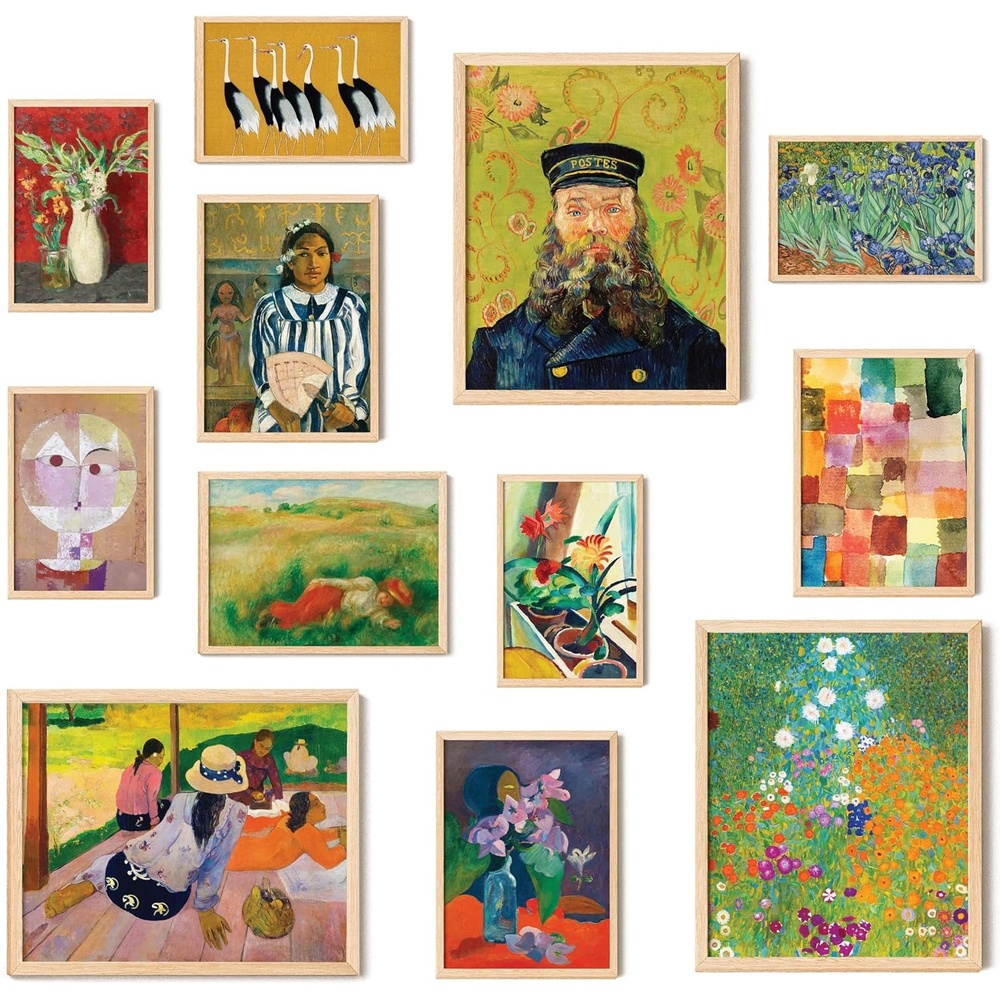 image:image97 Decor Colorful Eclectic Wall Art 12 Framed Prints Black Frame  3 pcs 8x10 4 pcs 5x7 5 pcs 4x6 pop art and dopamine decor gallery wall for dorm living room bedroomEclectic Ordinary