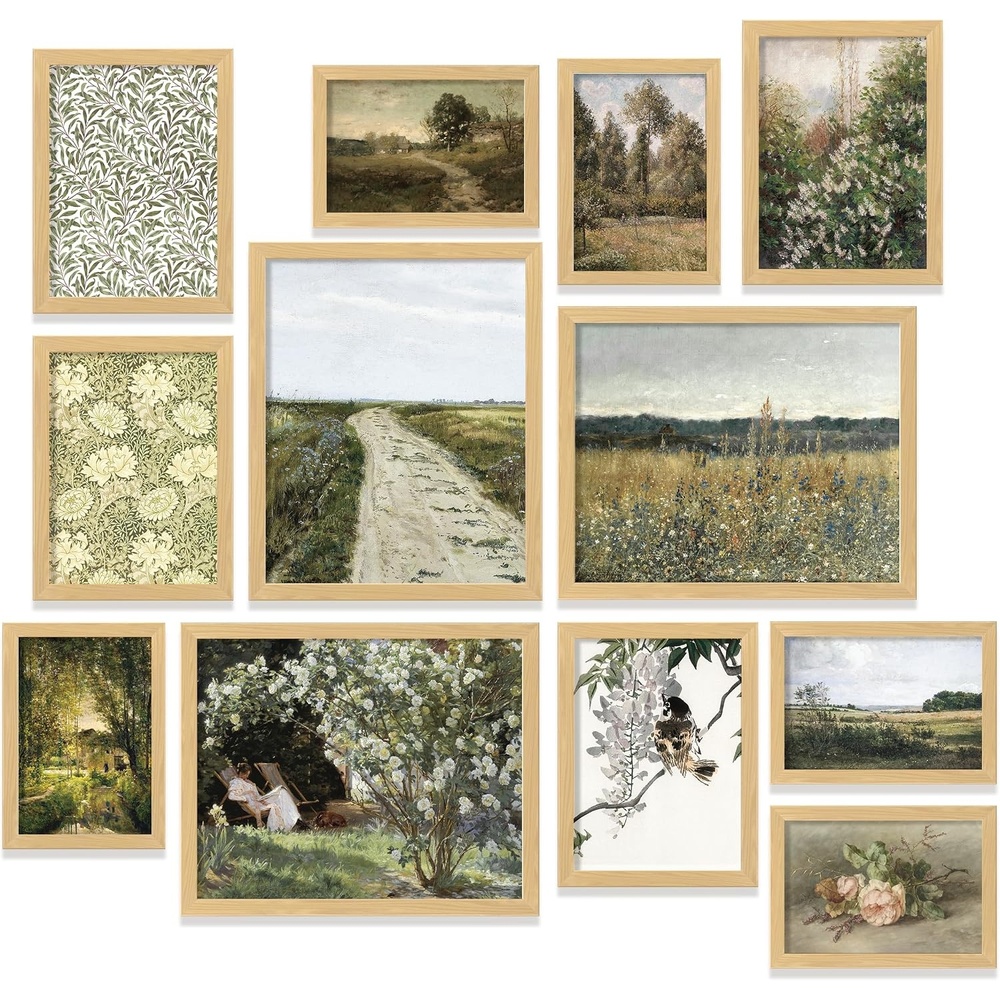 image:image97 Decor Colorful Eclectic Wall Art 12 Framed Prints Black Frame  3 pcs 8x10 4 pcs 5x7 5 pcs 4x6 pop art and dopamine decor gallery wall for dorm living room bedroomFrench Country Landscape Gx8x10