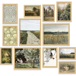 image:image97 Decor Colorful Eclectic Wall Art 12 Framed Prints Black Frame  3 pcs 8x10 4 pcs 5x7 5 pcs 4x6 pop art and dopamine decor gallery wall for dorm living room bedroomFrench Country Landscape Gx8x10