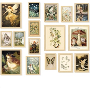 image:image97 Decor Cottagecore Wall Art Botanical Prints 12 Pcs Brown Frame  Vintage botanical and mushroom designs 3 sizes 8x10 5x7 4x6 wood frames bedroom dorm gallery wallFairycore Gx8x10
