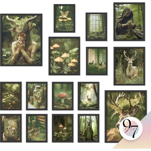 image:image97 Decor Cottagecore Wall Art Botanical Prints 12 Pcs Brown Frame  Vintage botanical and mushroom designs 3 sizes 8x10 5x7 4x6 wood frames bedroom dorm gallery wallFairycore 12x8x10